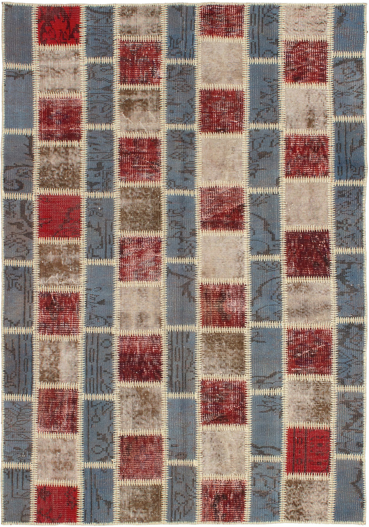 Hand-knotted Color Transition Patch Dark Red, Grey Wool Rug 4'7" x 6'10" Size: 4'7" x 6'10"  