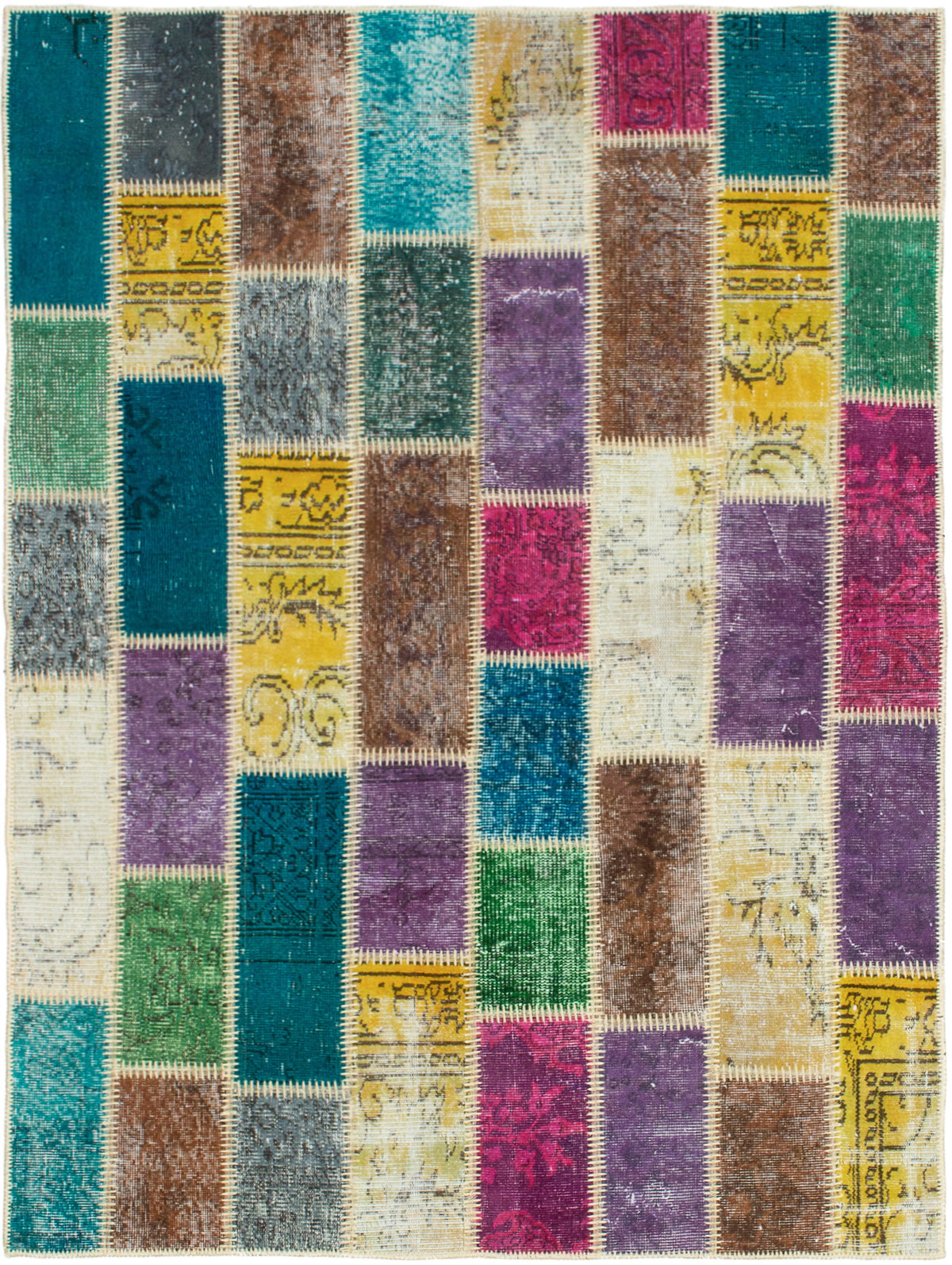 Hand-knotted Color Transition Patch Brown, Turquoise Wool Rug 4'9" x 6'7" Size: 4'9" x 6'7"  