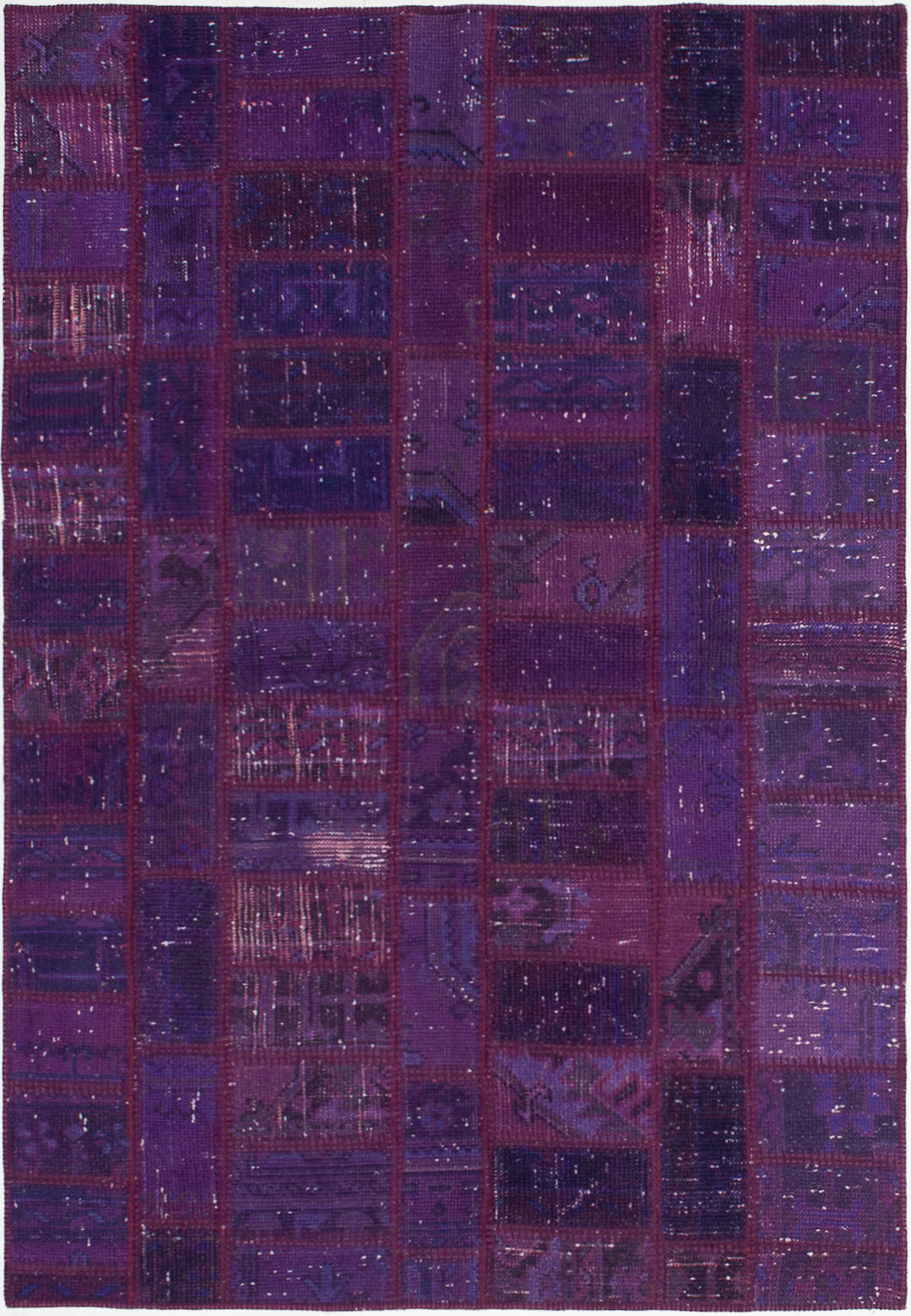 Hand-knotted Color Transition Patch Purple Wool Rug 4'3" x 6'3" Size: 4'3" x 6'3"  