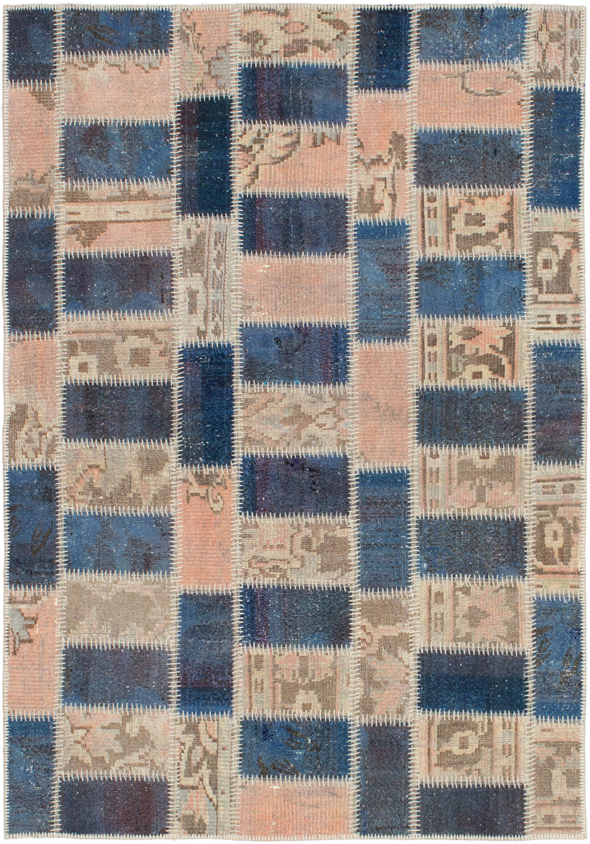 Hand-knotted Color Transition Patch Brown, Dark Navy Wool Rug 4'2" x 6'0" Size: 4'2" x 6'0"  