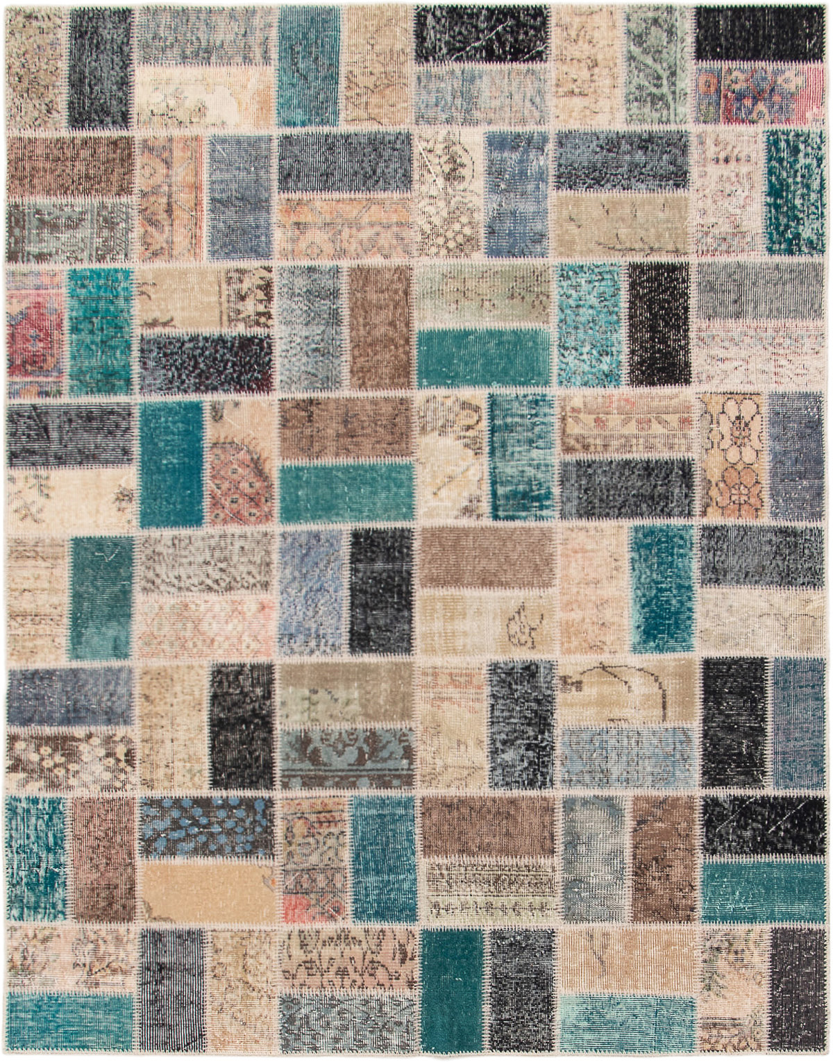 Hand-knotted Color Transition Patch Light Khaki, Teal Wool Rug 5'10" x 7'6" Size: 5'10" x 7'6"  