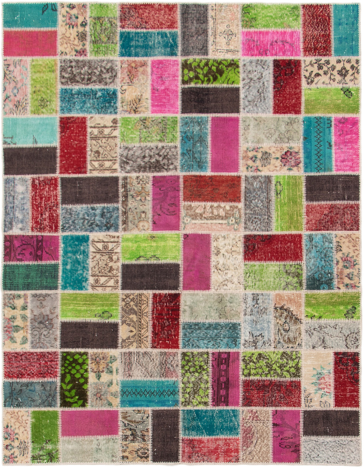 Hand-knotted Color Transition Patch Dark Pink, Light Green Wool Rug 5'10" x 7'7" Size: 5'10" x 7'7" 