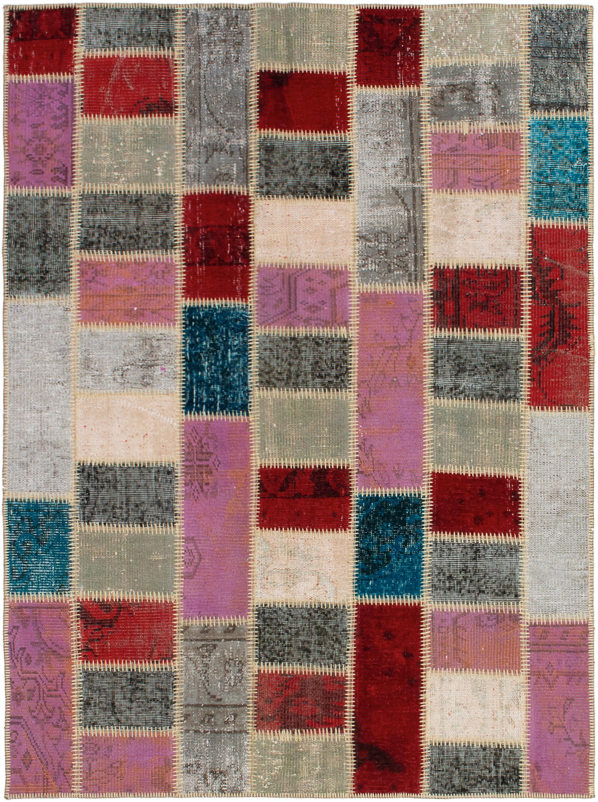 Hand-knotted Color Transition Patch Dark Red, Violet Wool Rug 4'9" x 6'7" Size: 4'9" x 6'7"  