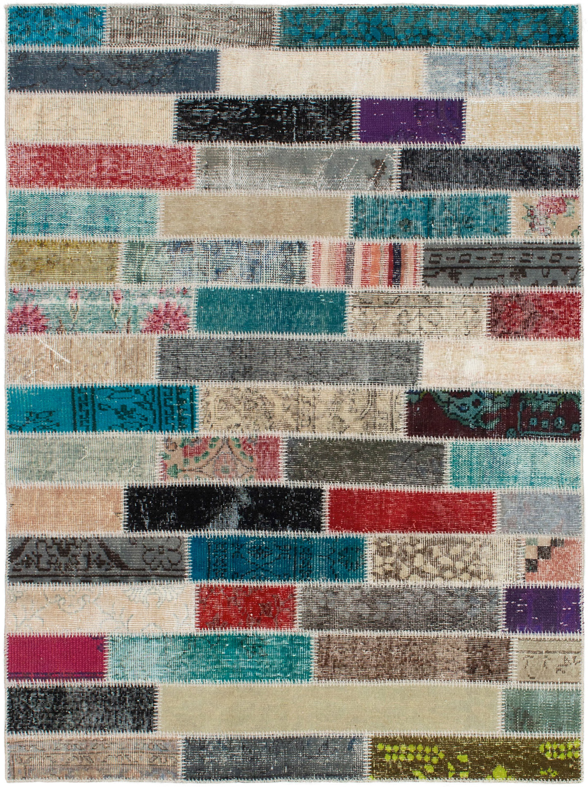 Hand-knotted Color Transition Patch Grey, Turquoise Wool Rug 4'8" x 6'6" Size: 4'8" x 6'6"  