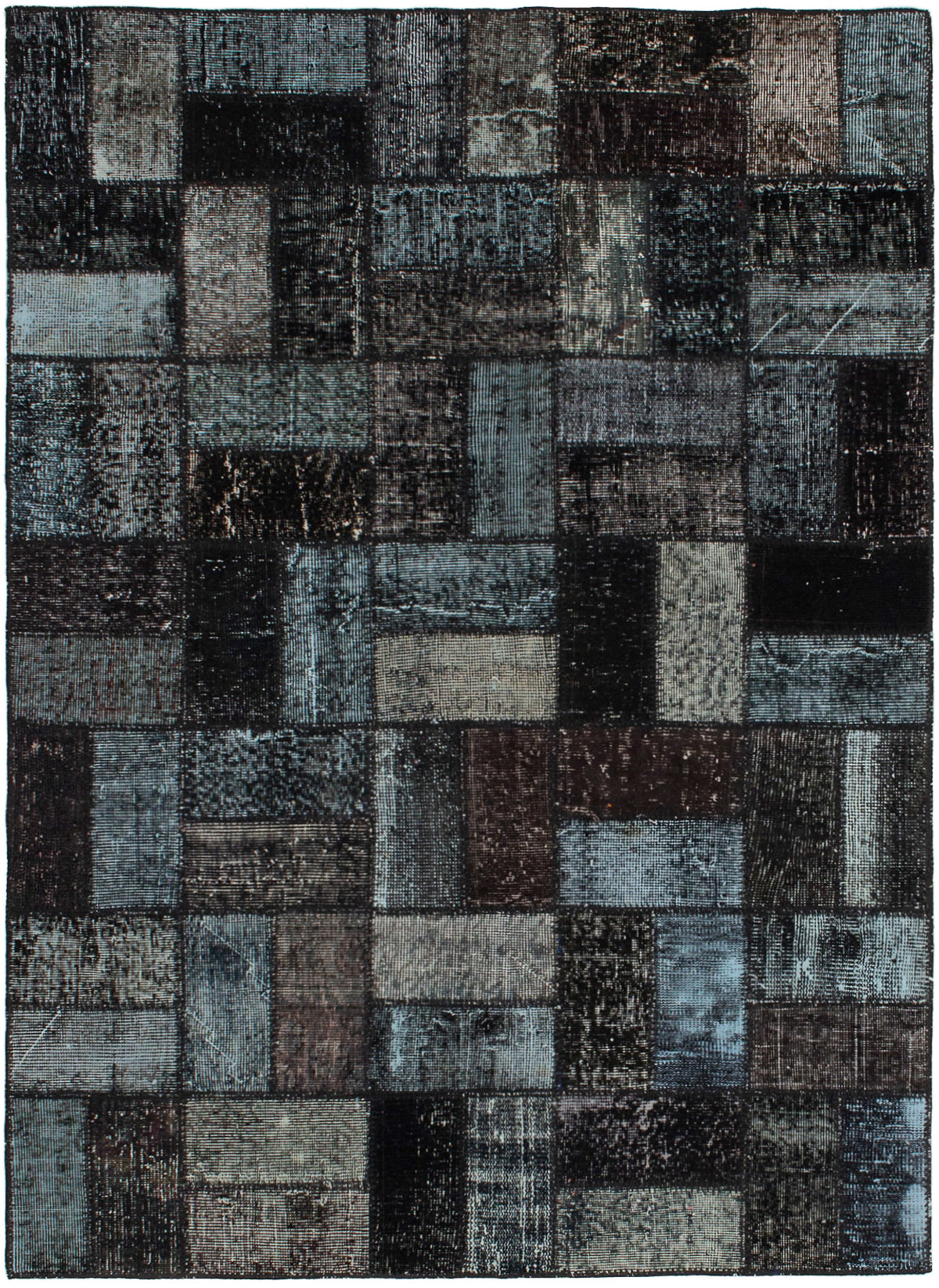 Hand-knotted Color Transition Patch Black Wool Rug 4'10" x 6'8" Size: 4'10" x 6'8"  