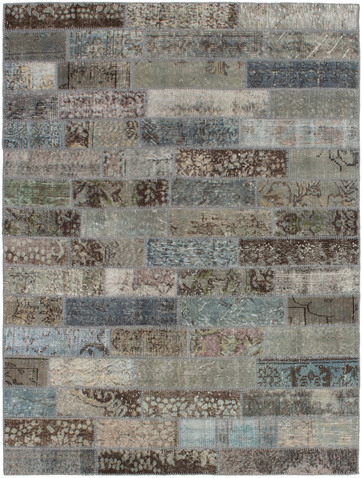 Hand-knotted Color Transition Patch Grey Wool Rug 4'9" x 6'5"  Size: 4'9" x 6'5"  