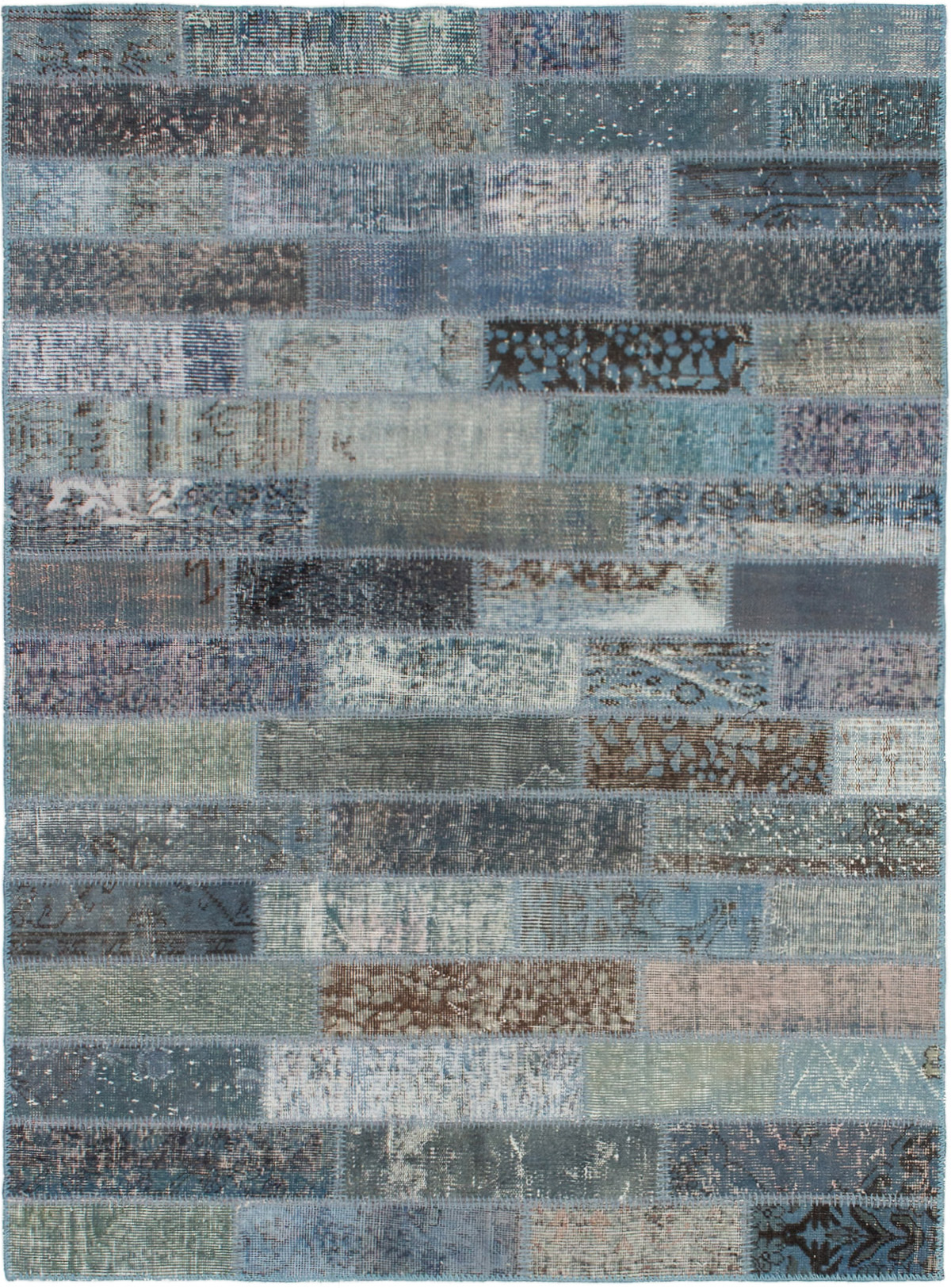 Hand-knotted Color Transition Patch Grey Wool Rug 4'8" x 6'5" Size: 4'8" x 6'5"  