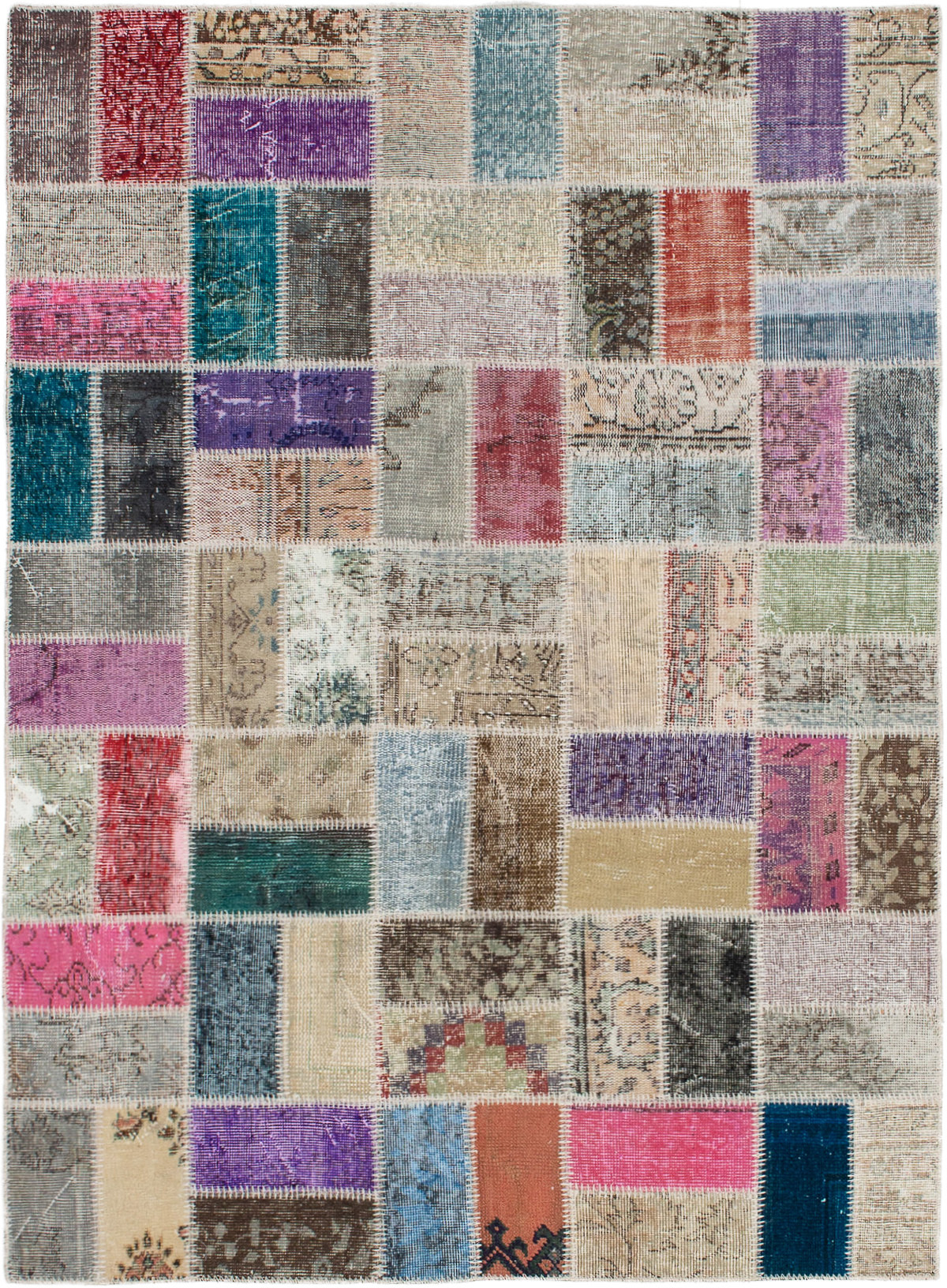 Hand-knotted Color Transition Patch Khaki, Purple Wool Rug 4'10" x 6'8" Size: 4'10" x 6'8"  