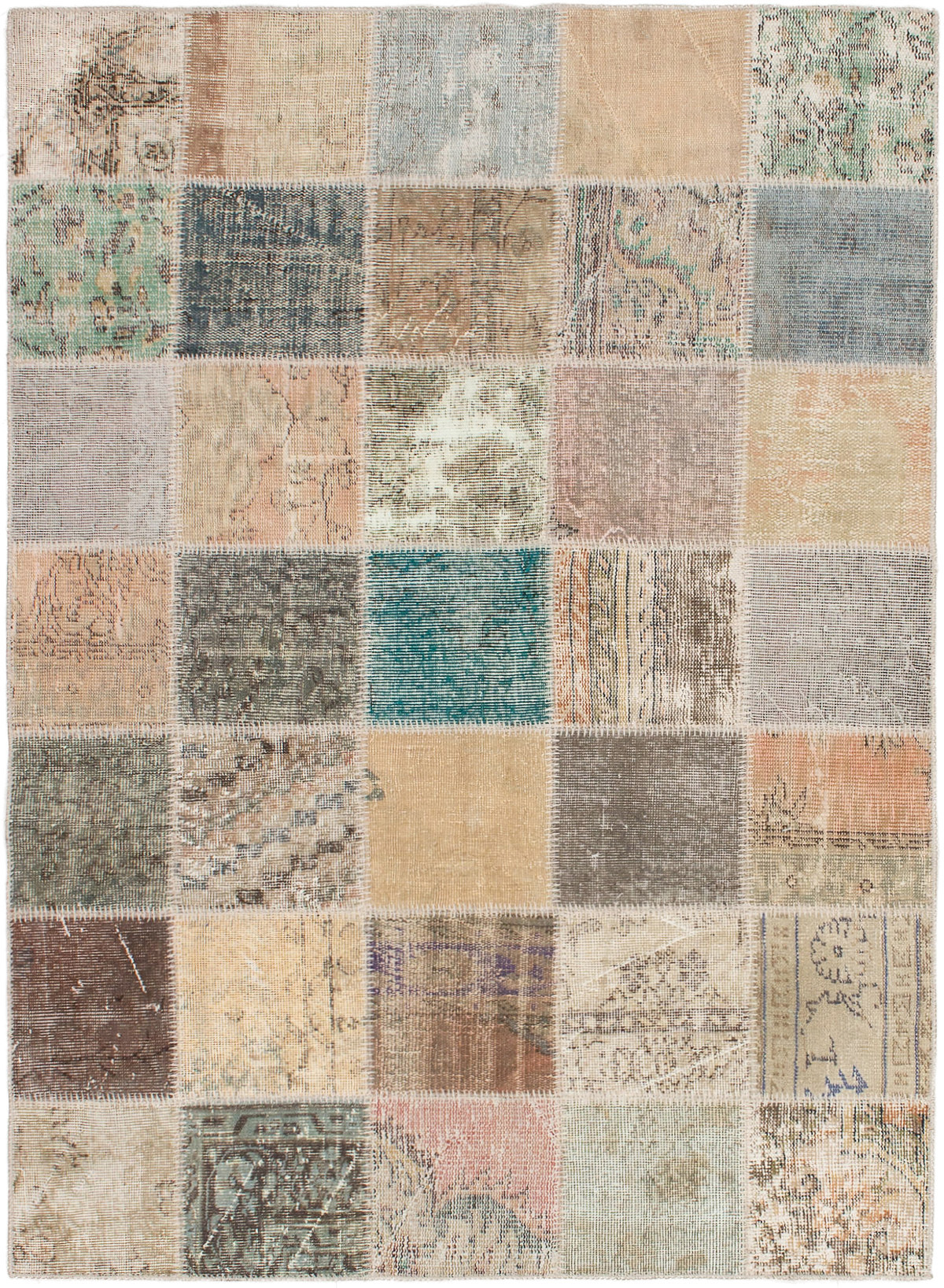 Hand-knotted Color Transition Patch Light Grey Wool Rug 4'9" x 6'7" Size: 4'9" x 6'7"  