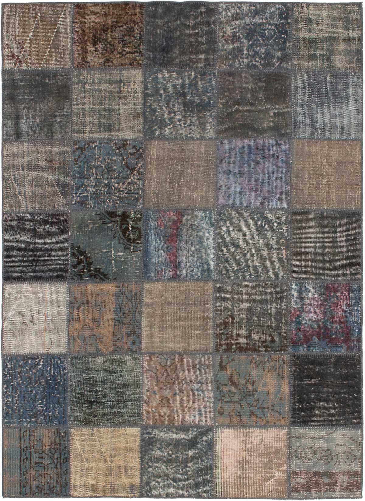 Hand-knotted Color Transition Patch Grey, Tan Wool Rug 4'10" x 6'8" Size: 4'10" x 6'8"  