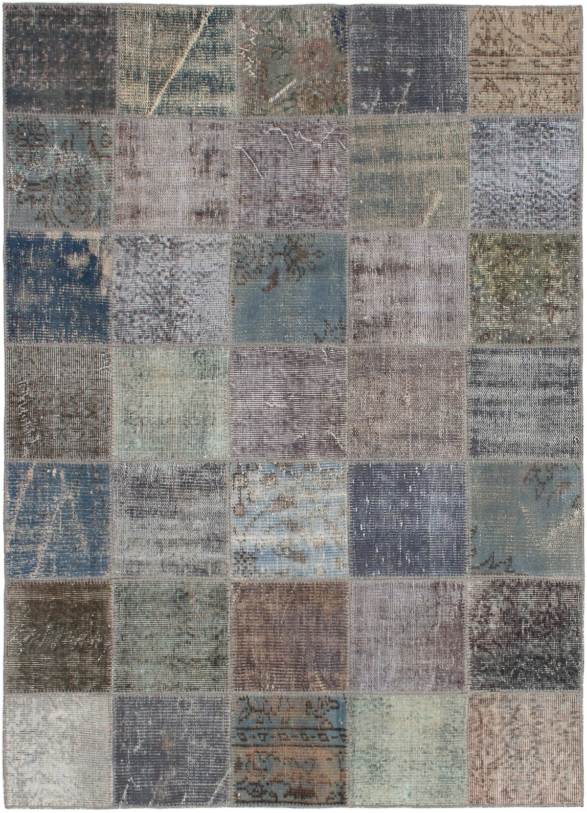 Hand-knotted Color Transition Patch Grey Wool Rug 4'9" x 6'8" Size: 4'9" x 6'8"  