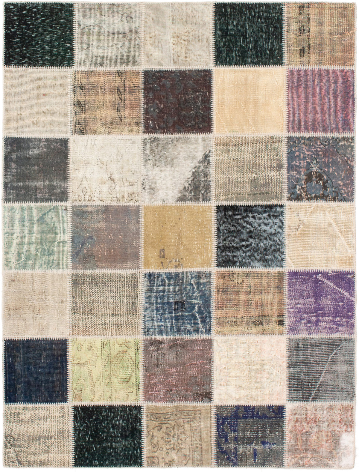Hand-knotted Color Transition Patch Grey Wool Rug 4'9" x 6'7" Size: 4'9" x 6'7"  