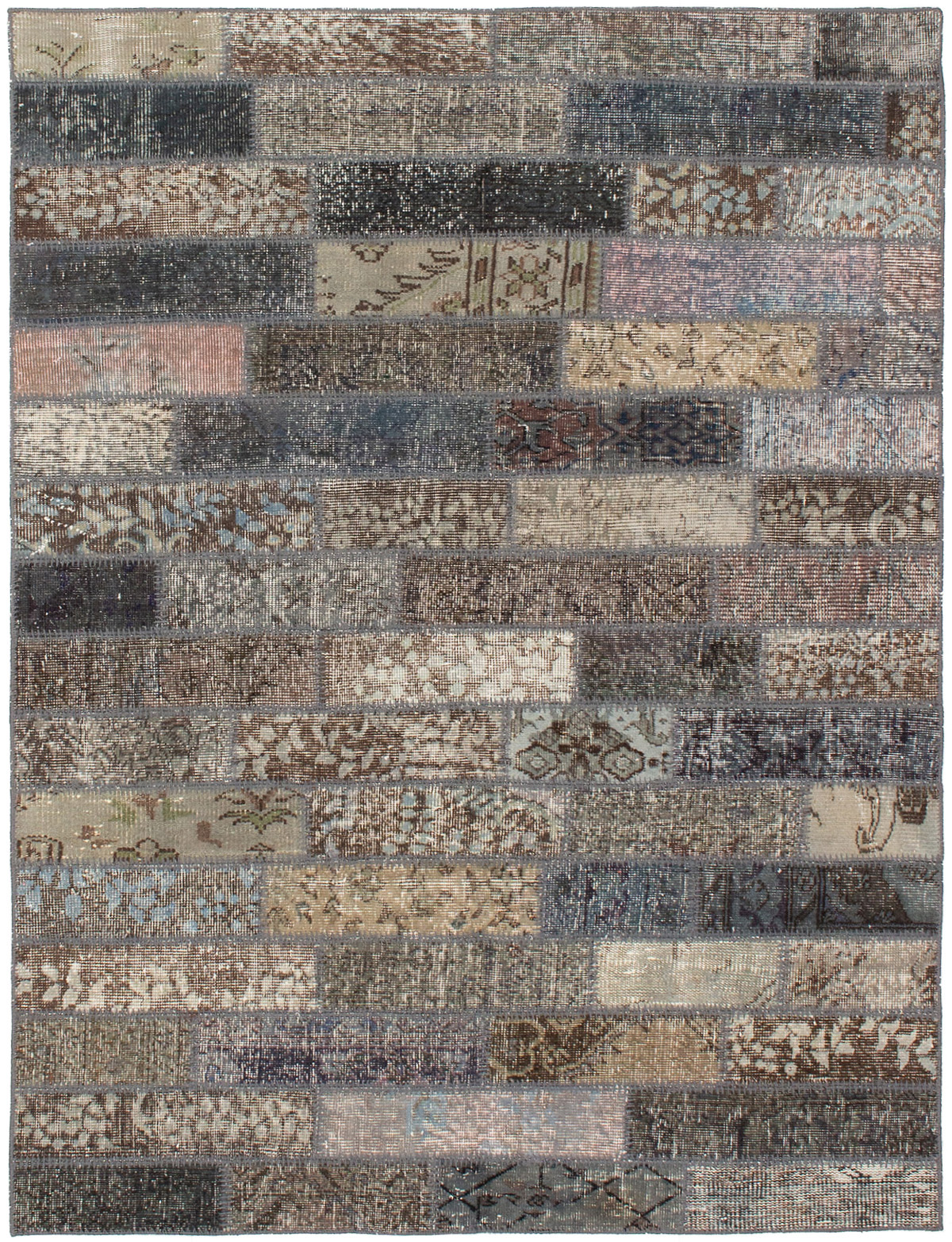 Hand-knotted Color Transition Patch Brown Wool Rug 4'10" x 6'5" Size: 4'10" x 6'5"  