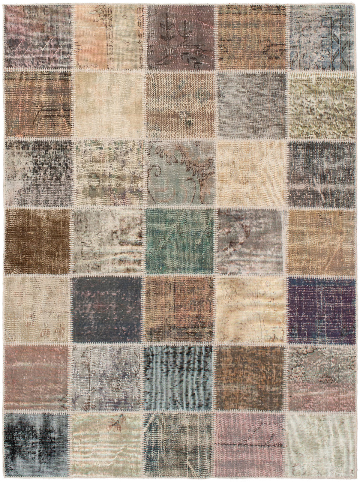 Hand-knotted Color Transition Patch Grey Wool Rug 4'10" x 6'8" Size: 4'10" x 6'8"  
