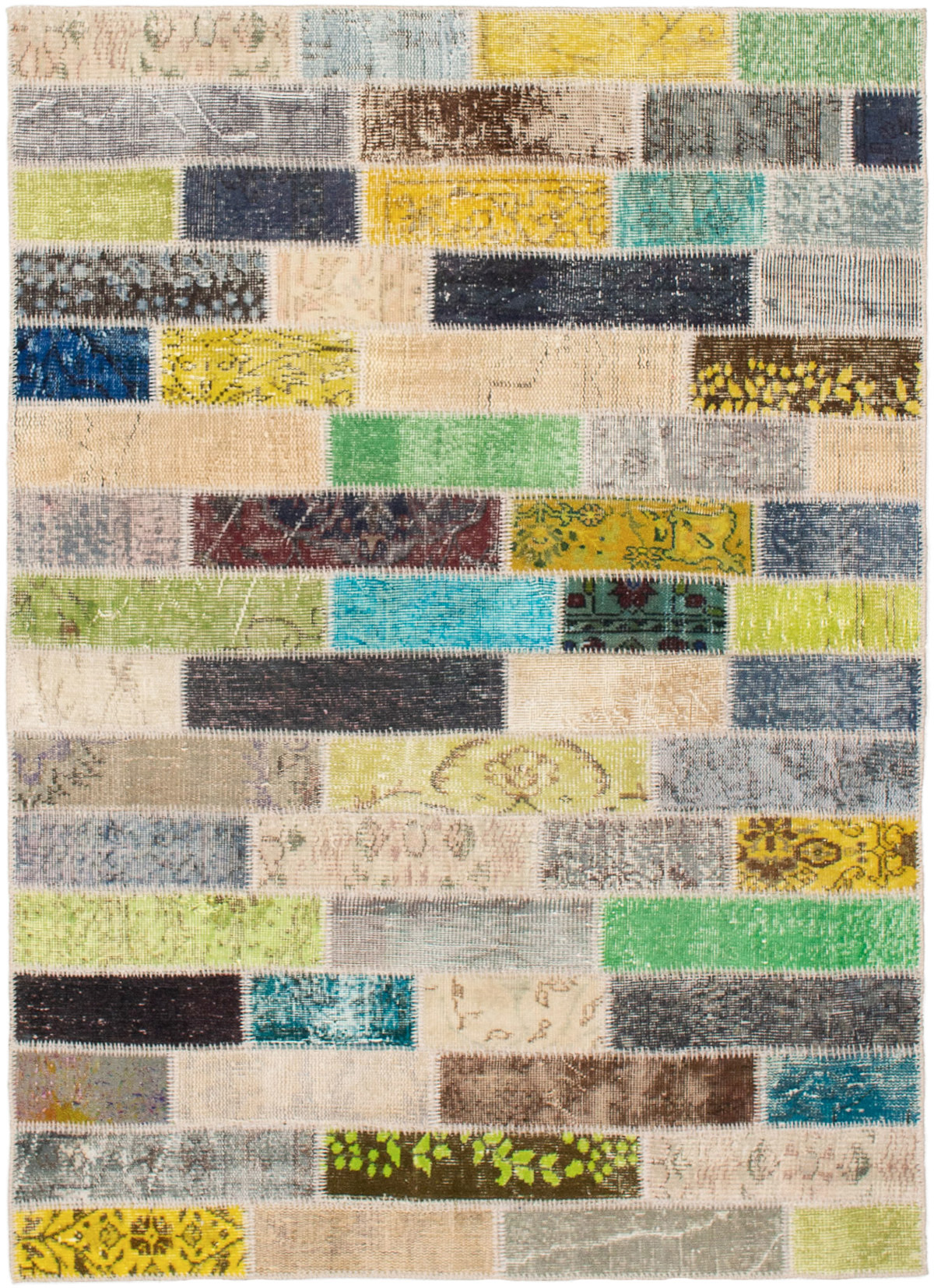 Hand-knotted Color Transition Patch Beige, Light Green Wool Rug 4'7" x 6'5" Size: 4'7" x 6'5"  