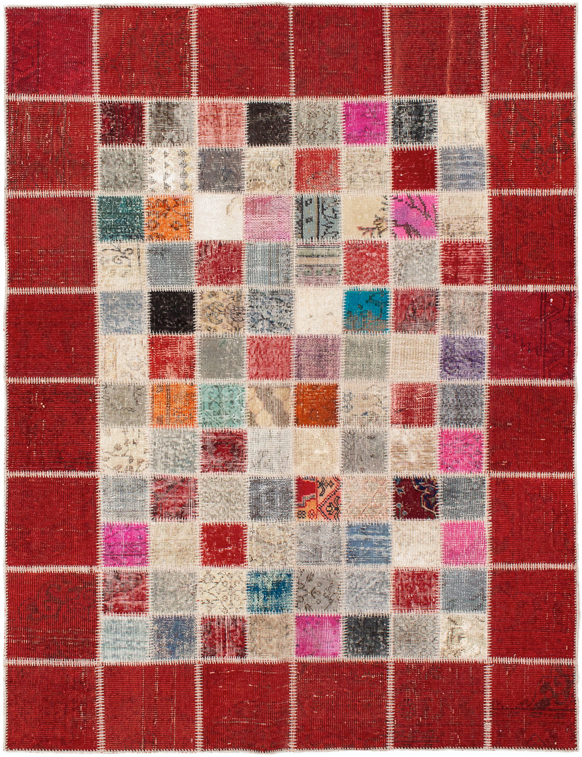 Hand-knotted Color Transition Patch Dark Red Wool Rug 5'9" x 7'7" Size: 5'9" x 7'7"  
