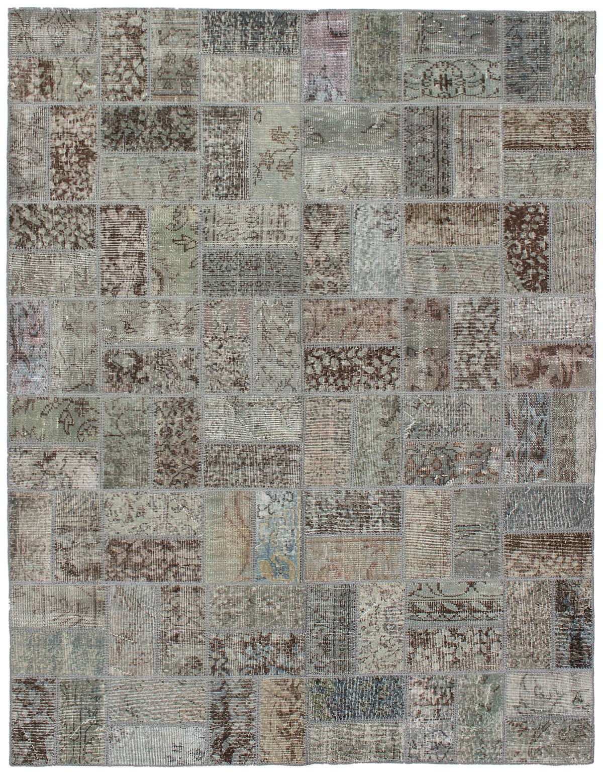 Hand-knotted Color Transition Patch Grey Wool Rug 5'9" x 7'7"  Size: 5'9" x 7'7"  