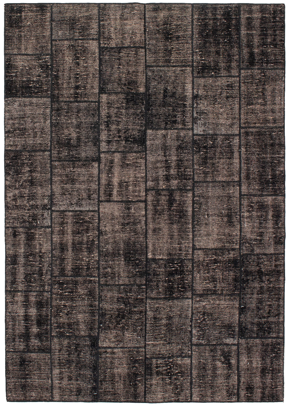Hand-knotted Color Transition Patch Black Wool Rug 5'8" x 8'1" Size: 5'8" x 8'1"  