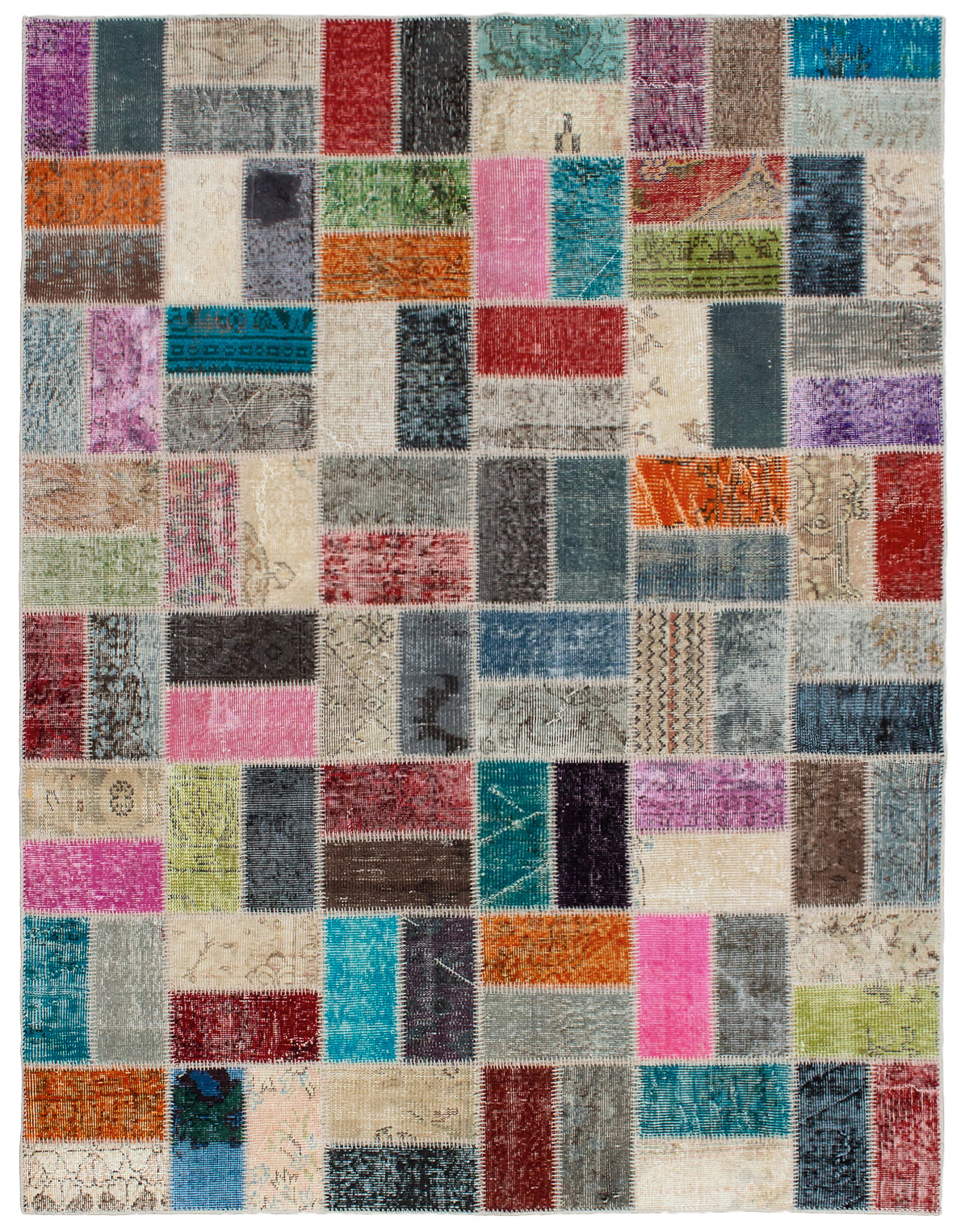 Hand-knotted Color Transition Patch Cream, Grey Wool Rug 5'10" x 7'7" Size: 5'10" x 7'7"  