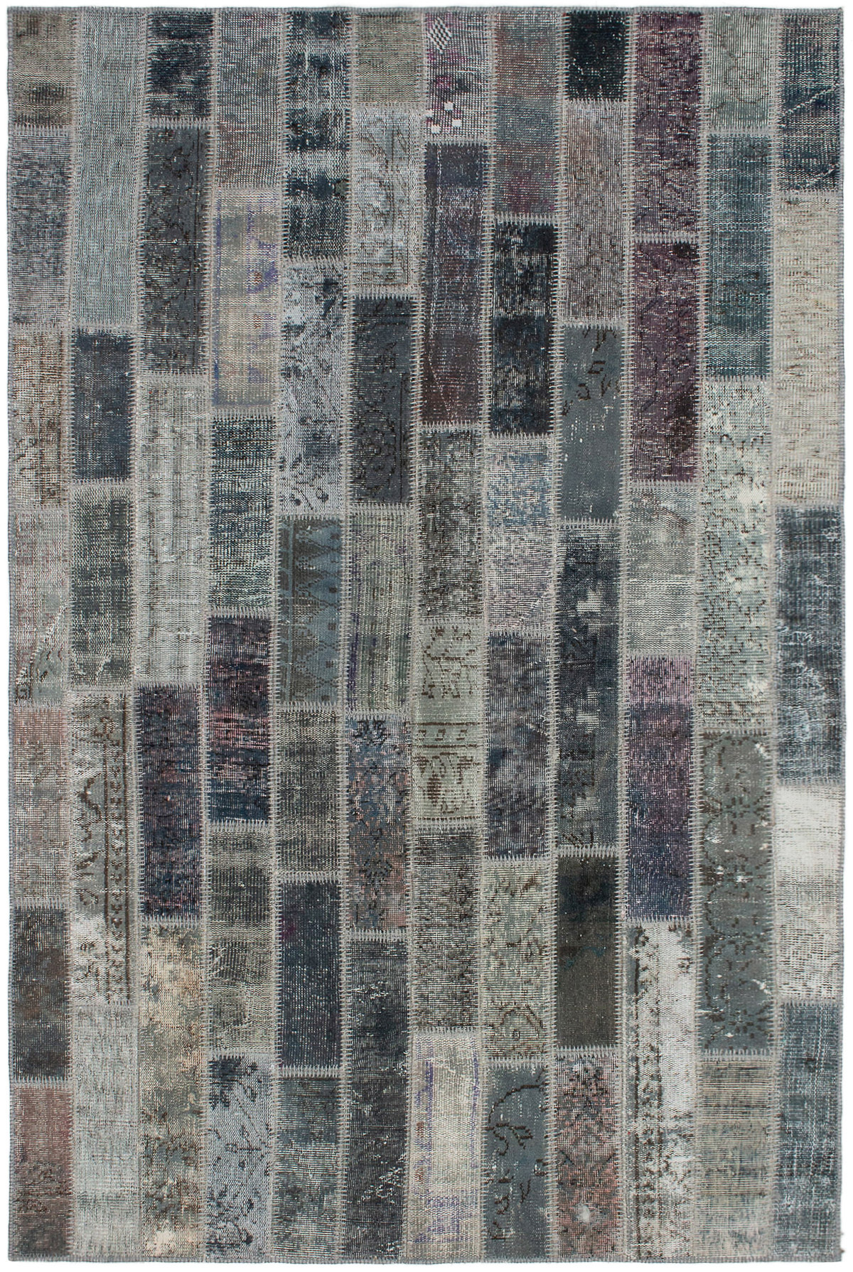 Hand-knotted Color Transition Patch Grey Wool Rug 5'5" x 8'4" Size: 5'5" x 8'4"  