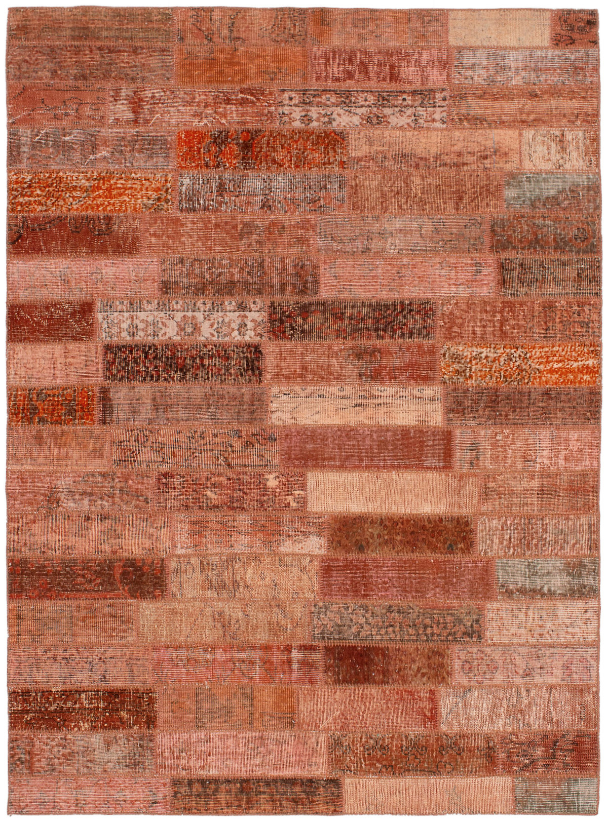Hand-knotted Color Transition Patch Copper Wool Rug 5'8" x 7'9" Size: 5'8" x 7'9"  