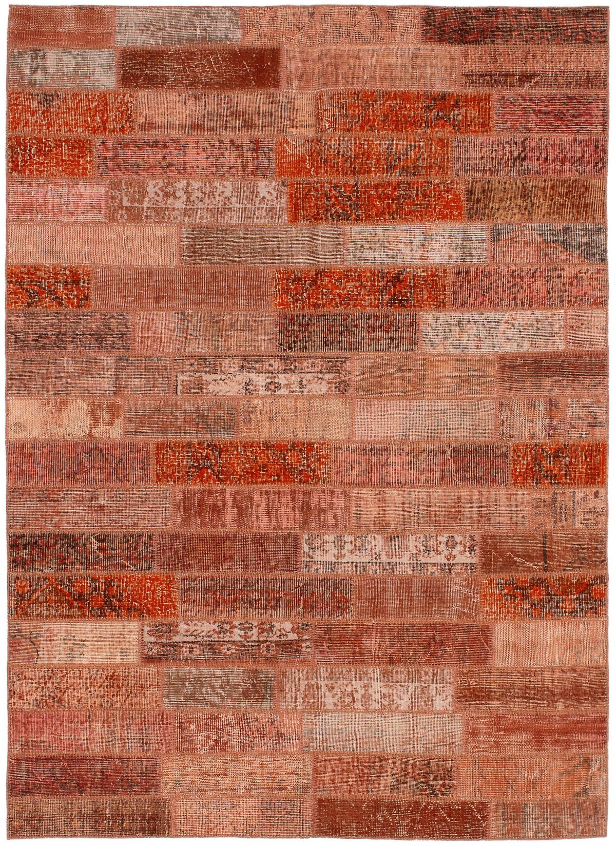 Hand-knotted Color Transition Patch Copper Wool Rug 5'7" x 8'10" Size: 5'7" x 8'10"  