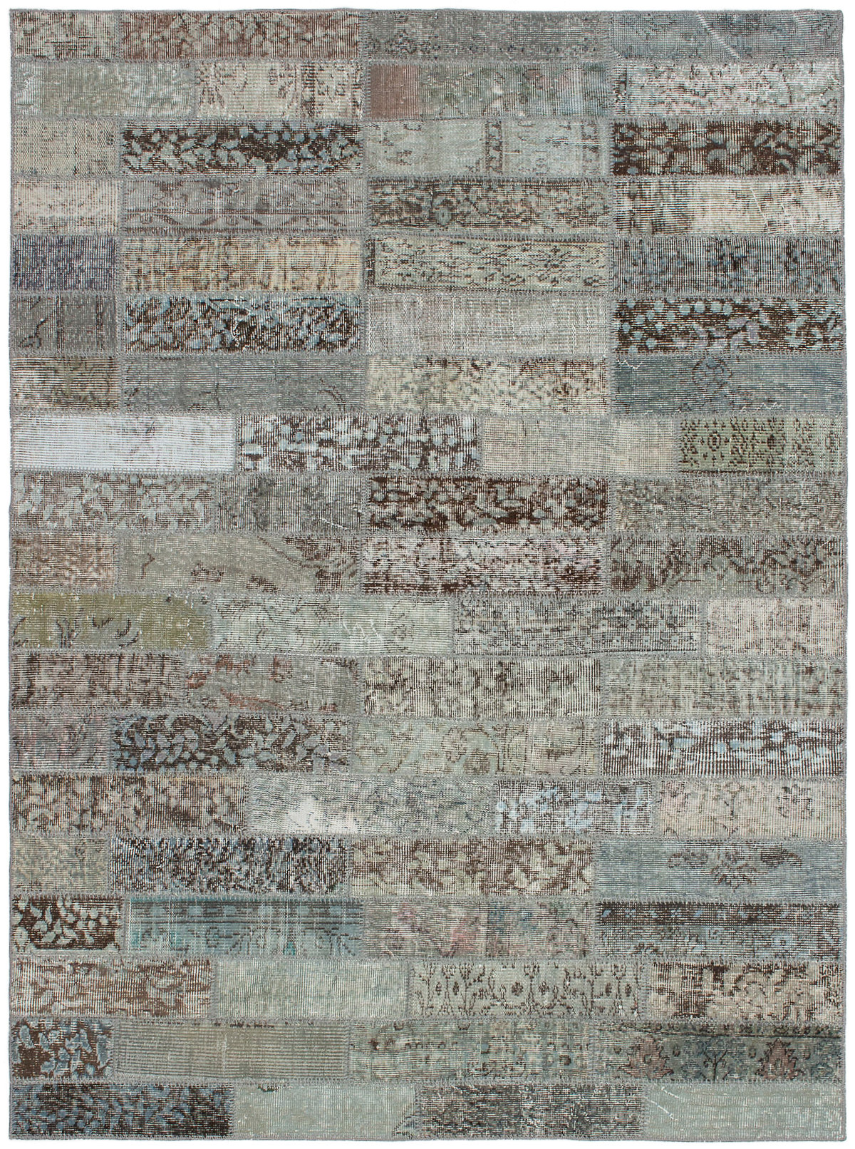 Hand-knotted Color Transition Patch Dark Brown, Grey Wool Rug 5'7" x 7'9" Size: 5'7" x 7'9"  