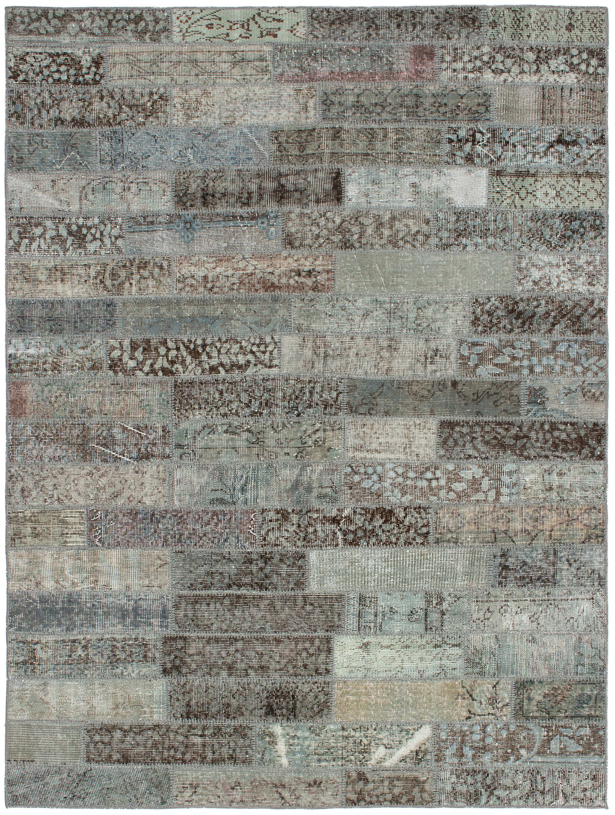 Hand-knotted Color Transition Patch Dark Brown, Khaki Wool Rug 5'8" x 7'11" Size: 5'8" x 7'11"  