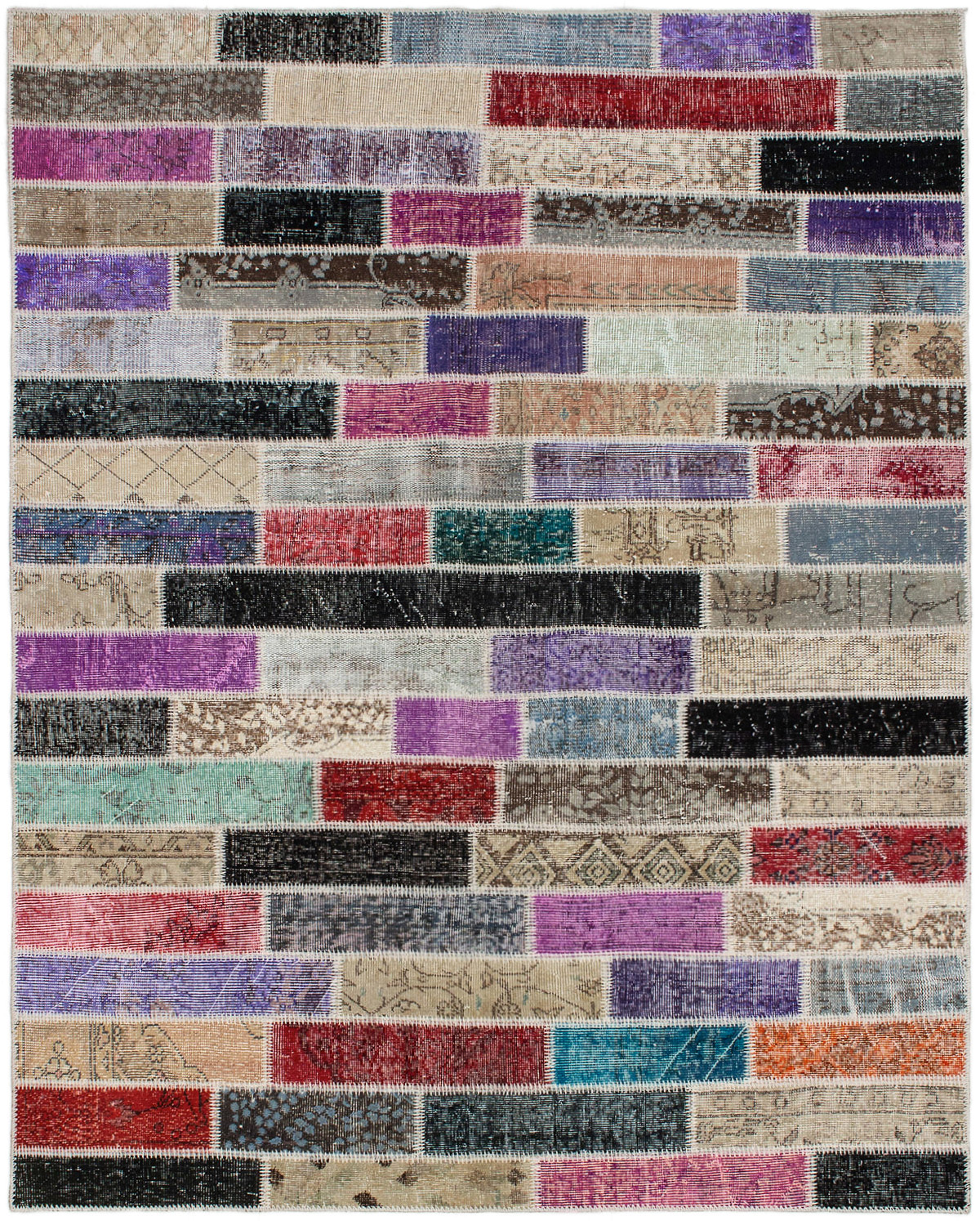 Hand-knotted Color Transition Patch Black, Purple Wool Rug 5'10" x 7'4" Size: 5'10" x 7'4"  