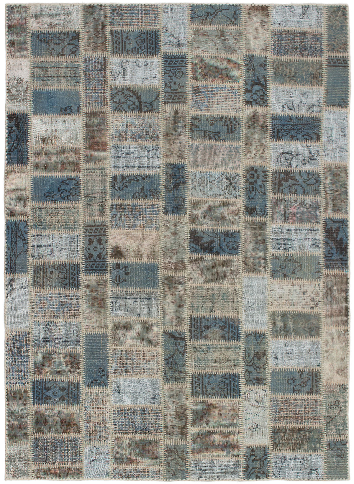 Hand-knotted Color Transition Patch Brown, Grey Wool Rug 5'9" x 7'7" Size: 5'9" x 7'7"  