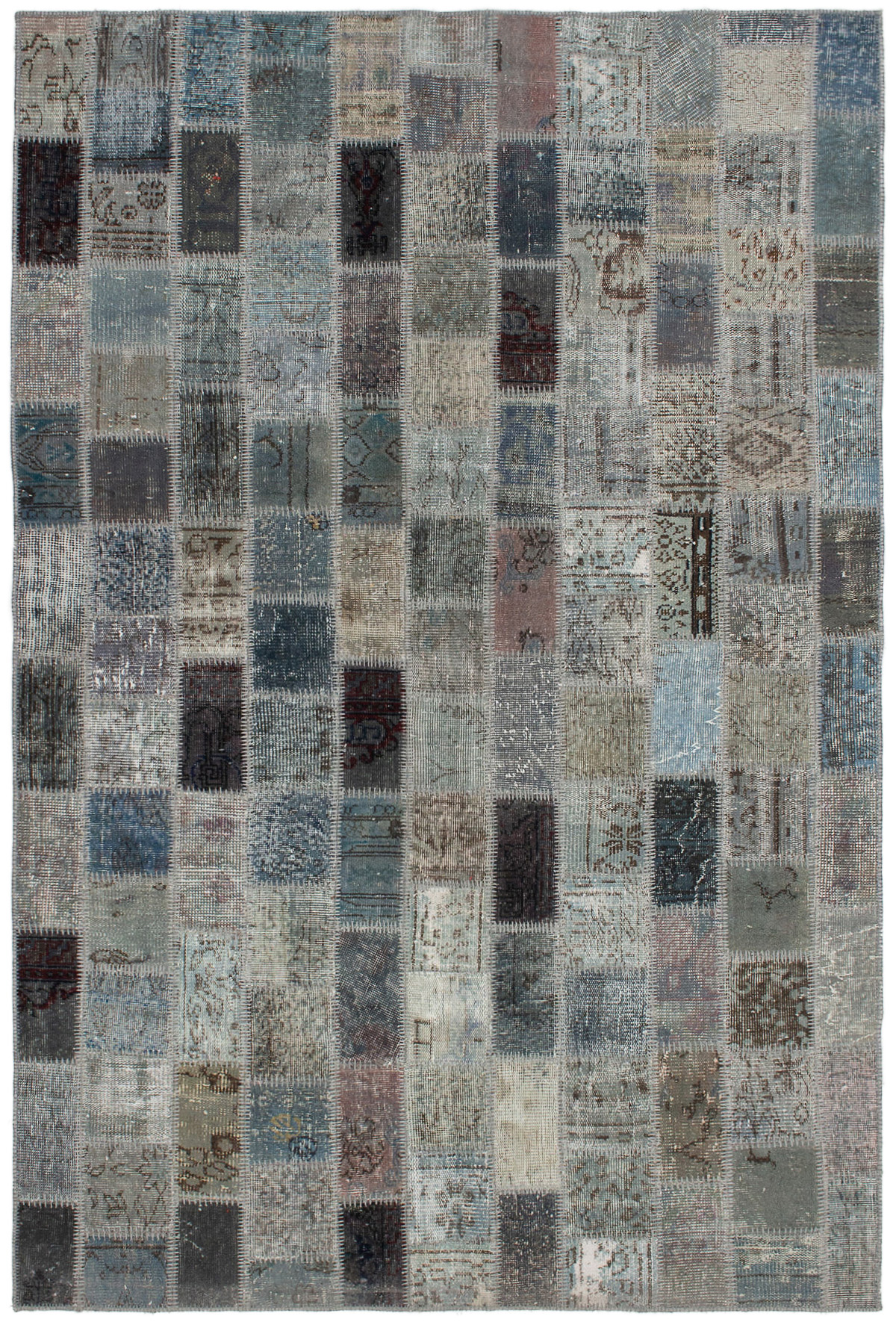 Hand-knotted Color Transition Patch Grey Wool Rug 5'7" x 8'6" Size: 5'7" x 8'6"  