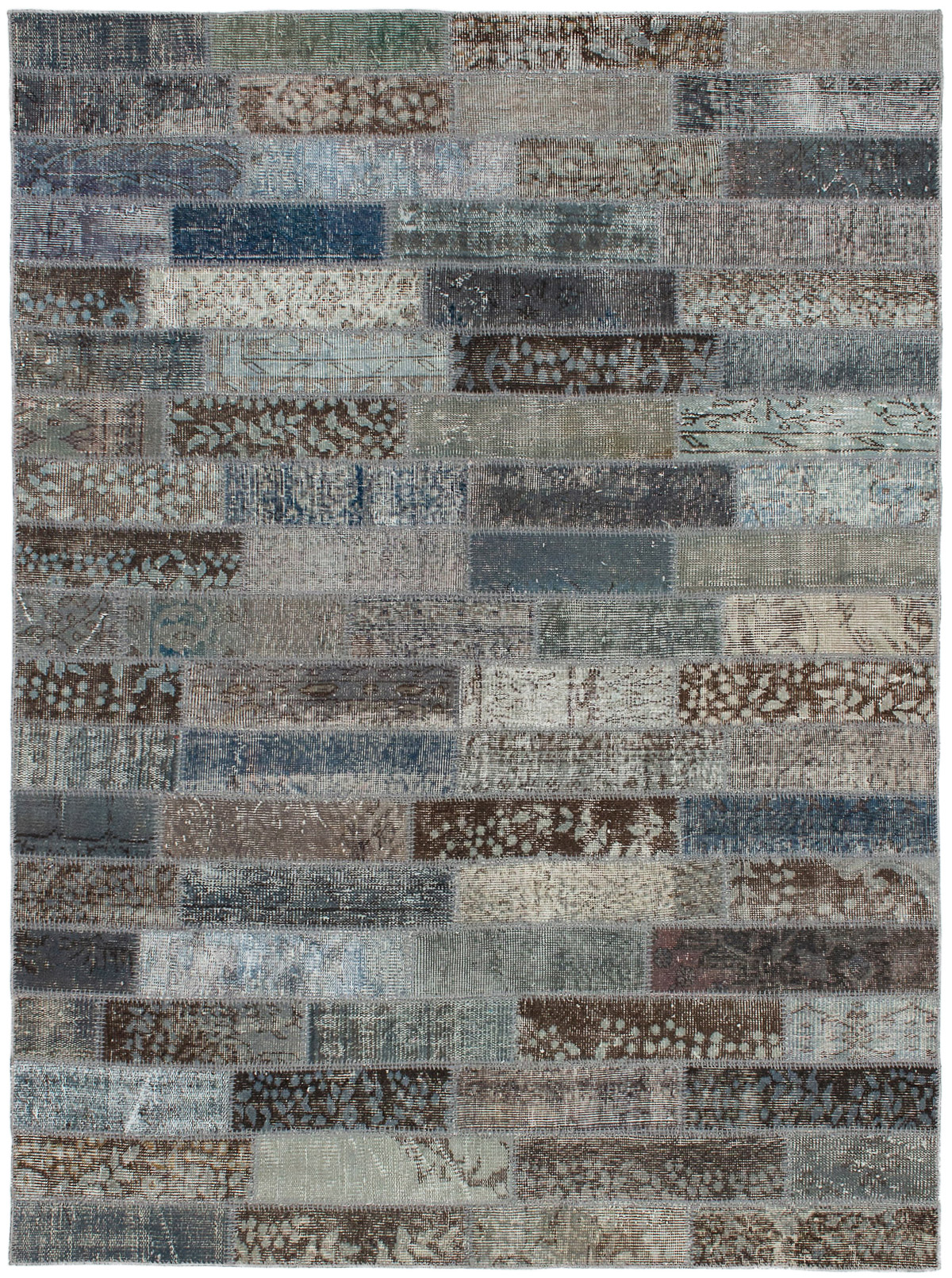 Hand-knotted Color Transition Patch Grey Wool Rug 5'7" x 7'7"  Size: 5'7" x 7'7"  