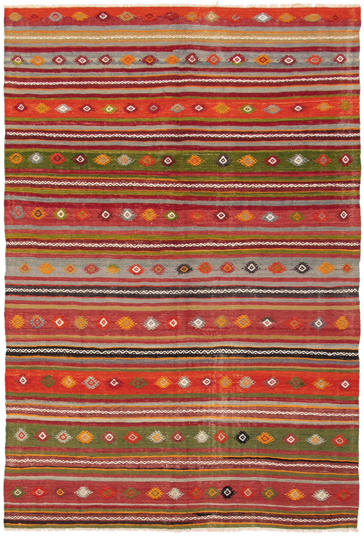 Hand woven Kashkoli FW Burgundy Wool Kilim 5'10" x 9'1" Size: 5'10" x 9'1"  