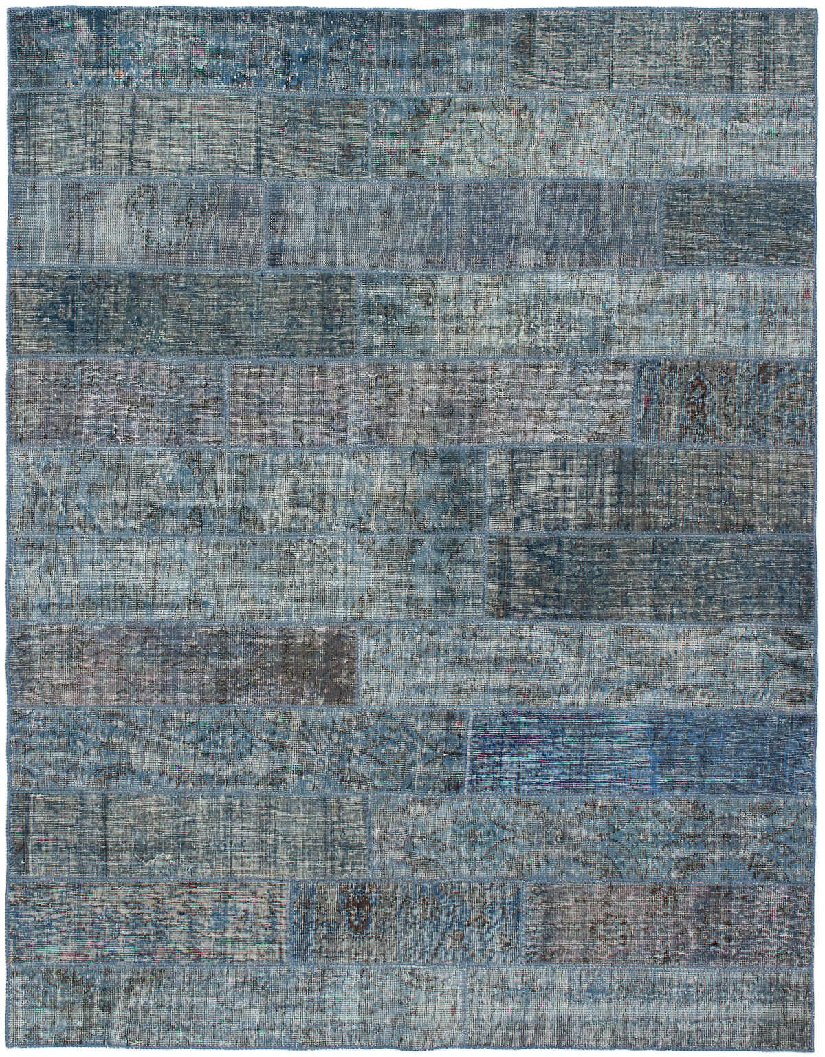 Hand-knotted Color Transition Patch Turquoise Wool Rug 5'11" x 7'9" Size: 5'11" x 7'9"  