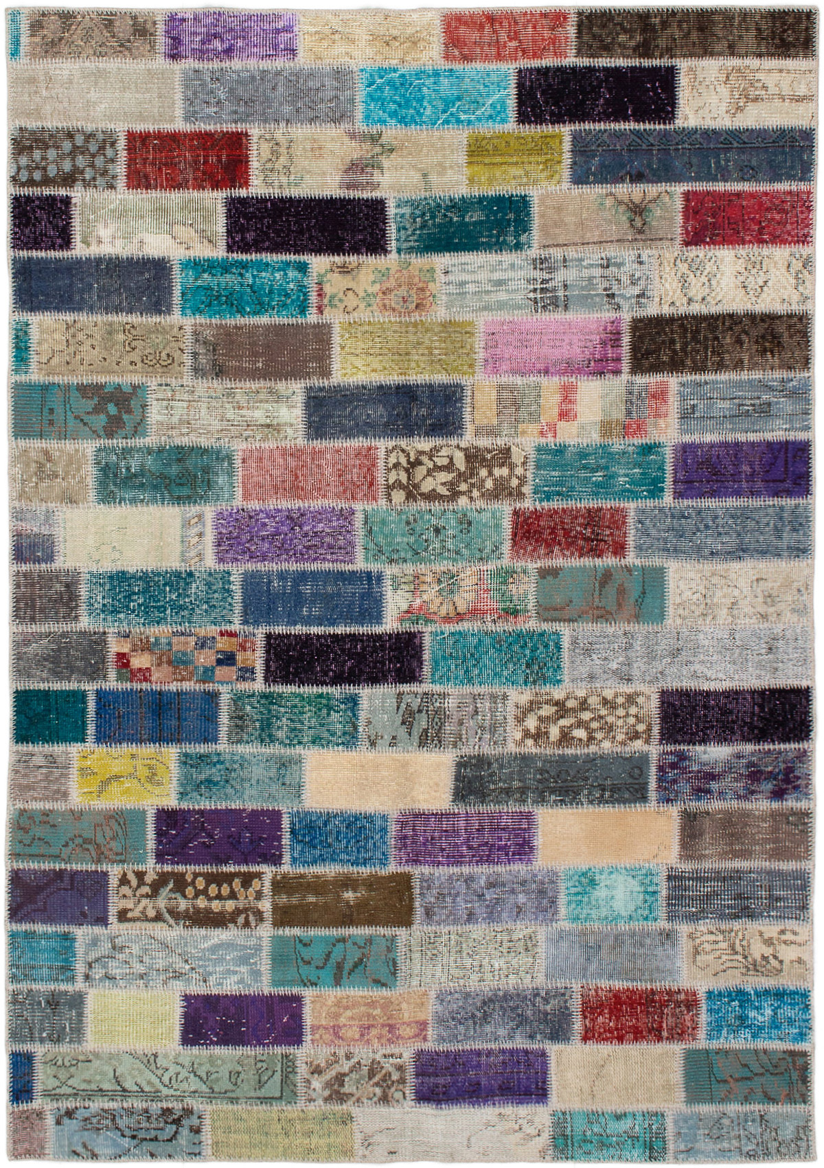 Hand-knotted Color Transition Patch Grey, Turquoise Wool Rug 5'2" x 7'7" Size: 5'2" x 7'7"  