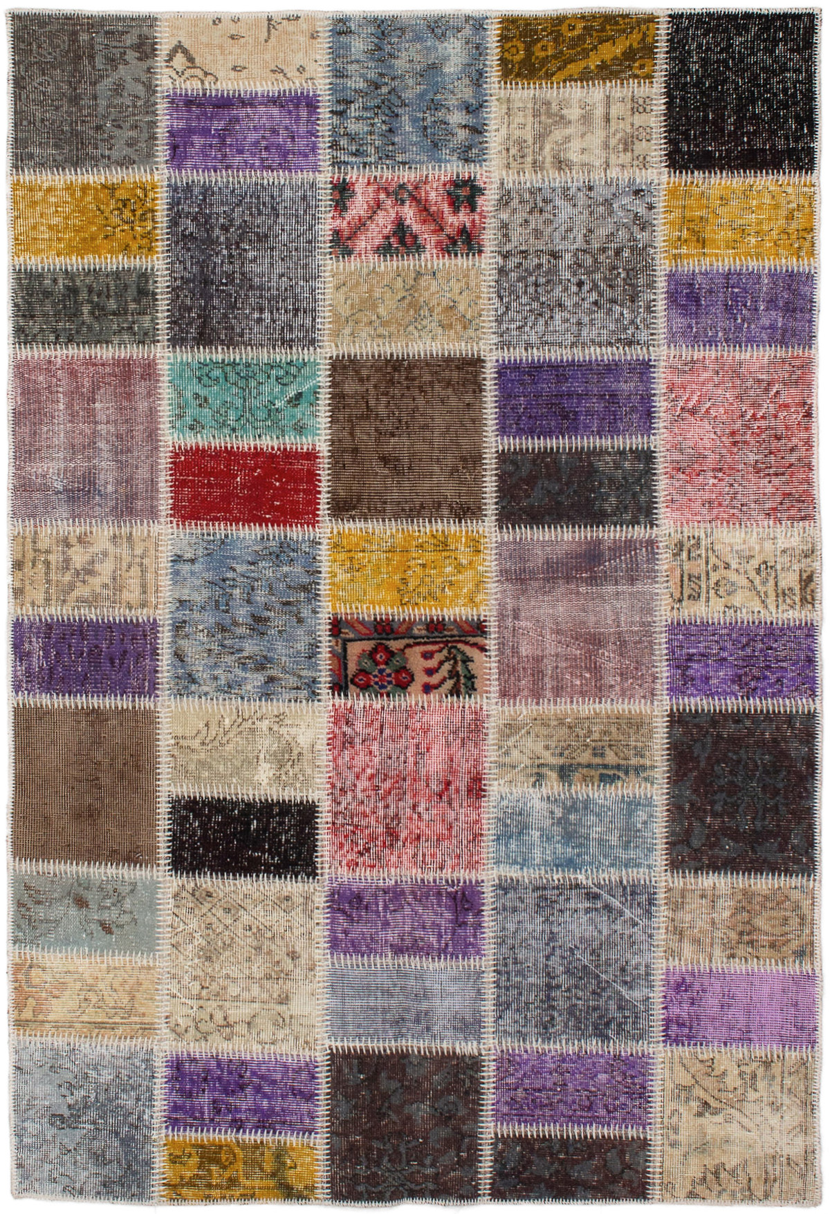 Hand-knotted Color Transition Patch Brown, Grey Wool Rug 4'7" x 6'9" Size: 4'7" x 6'9"  