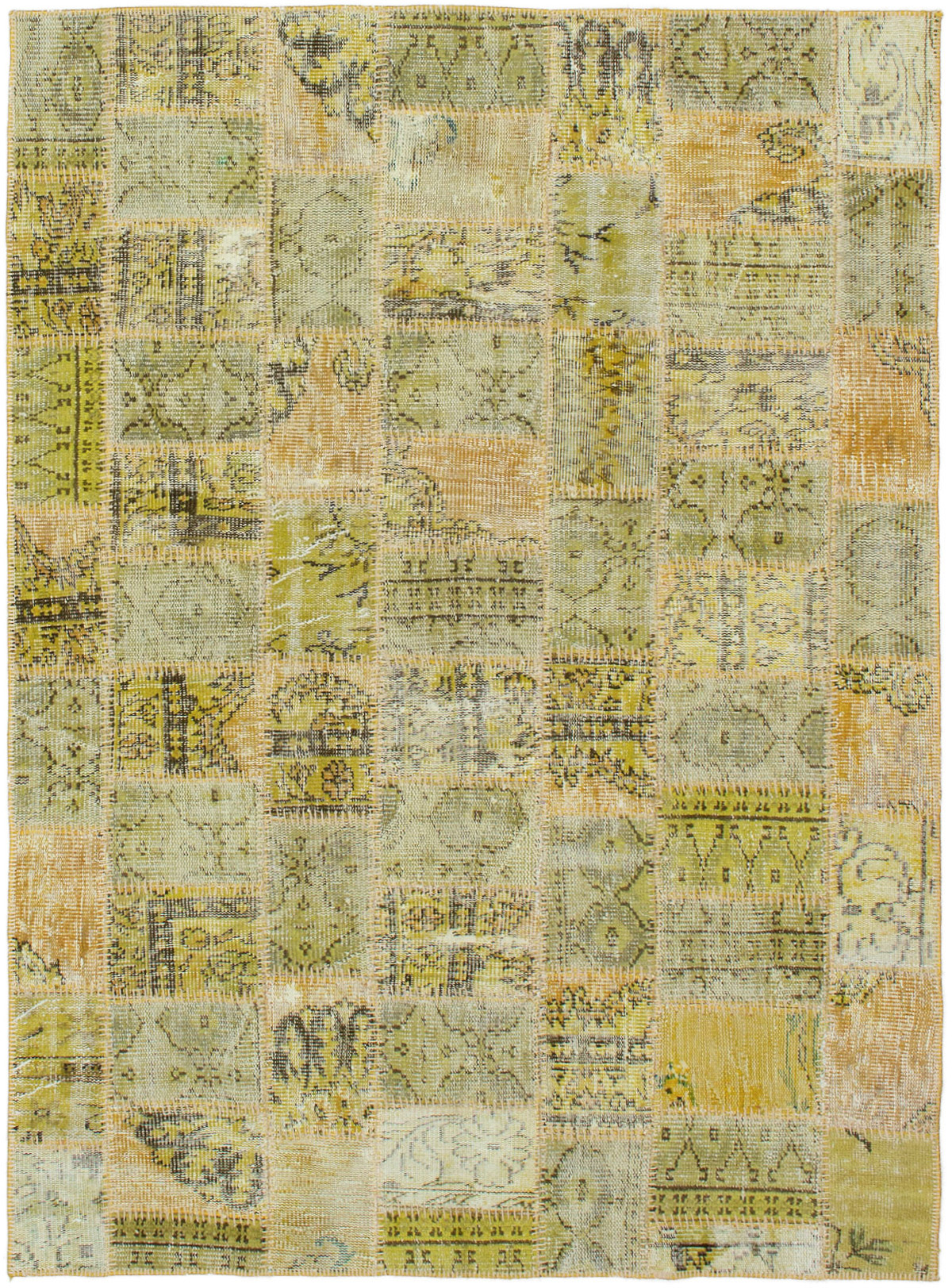 Hand-knotted Color Transition Patch Olive Wool Rug 4'8" x 6'8" Size: 4'8" x 6'8"  
