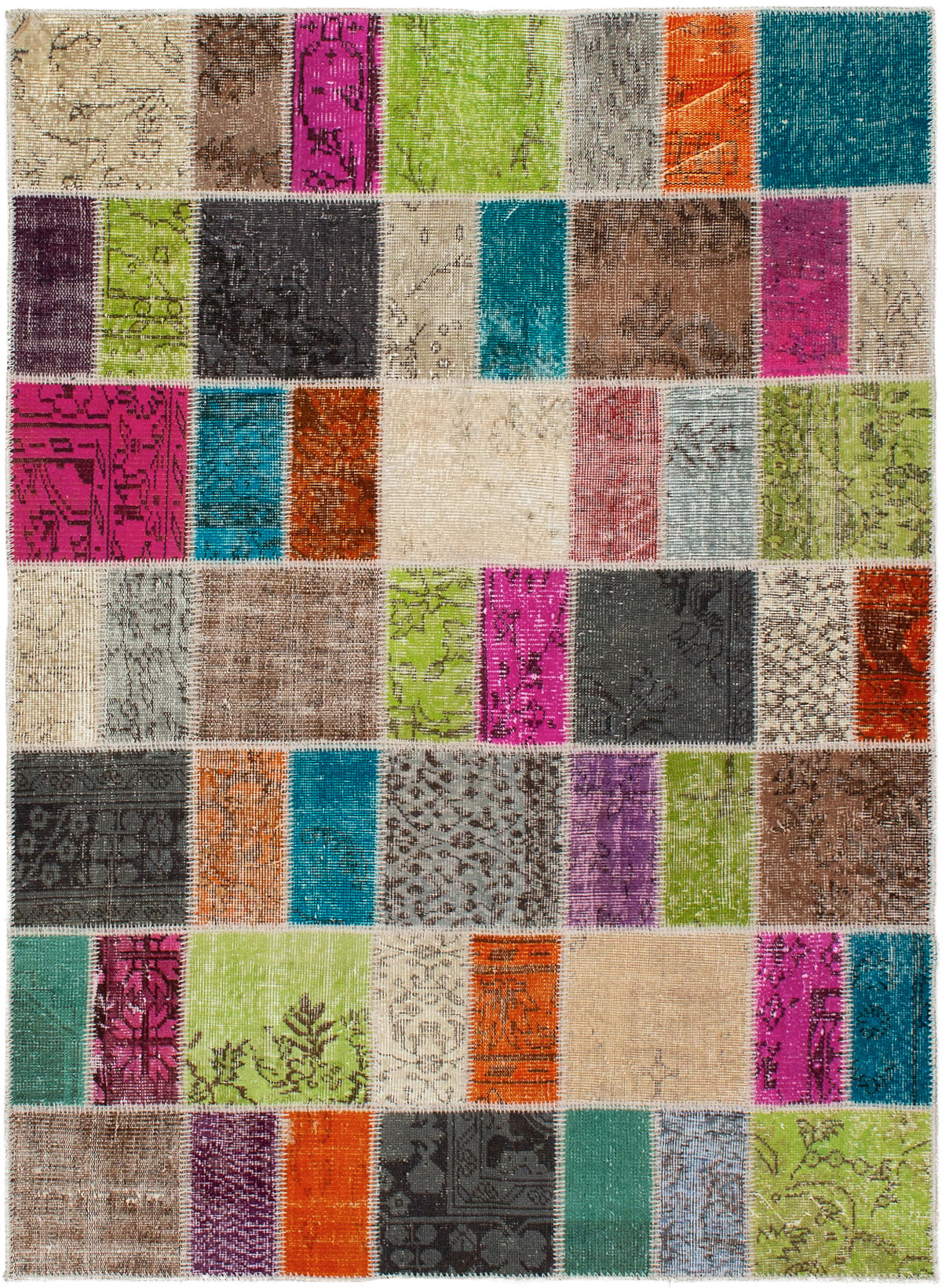 Hand-knotted Color Transition Patch Brown, Dark Pink Wool Rug 4'10" x 6'7" Size: 4'10" x 6'7"  