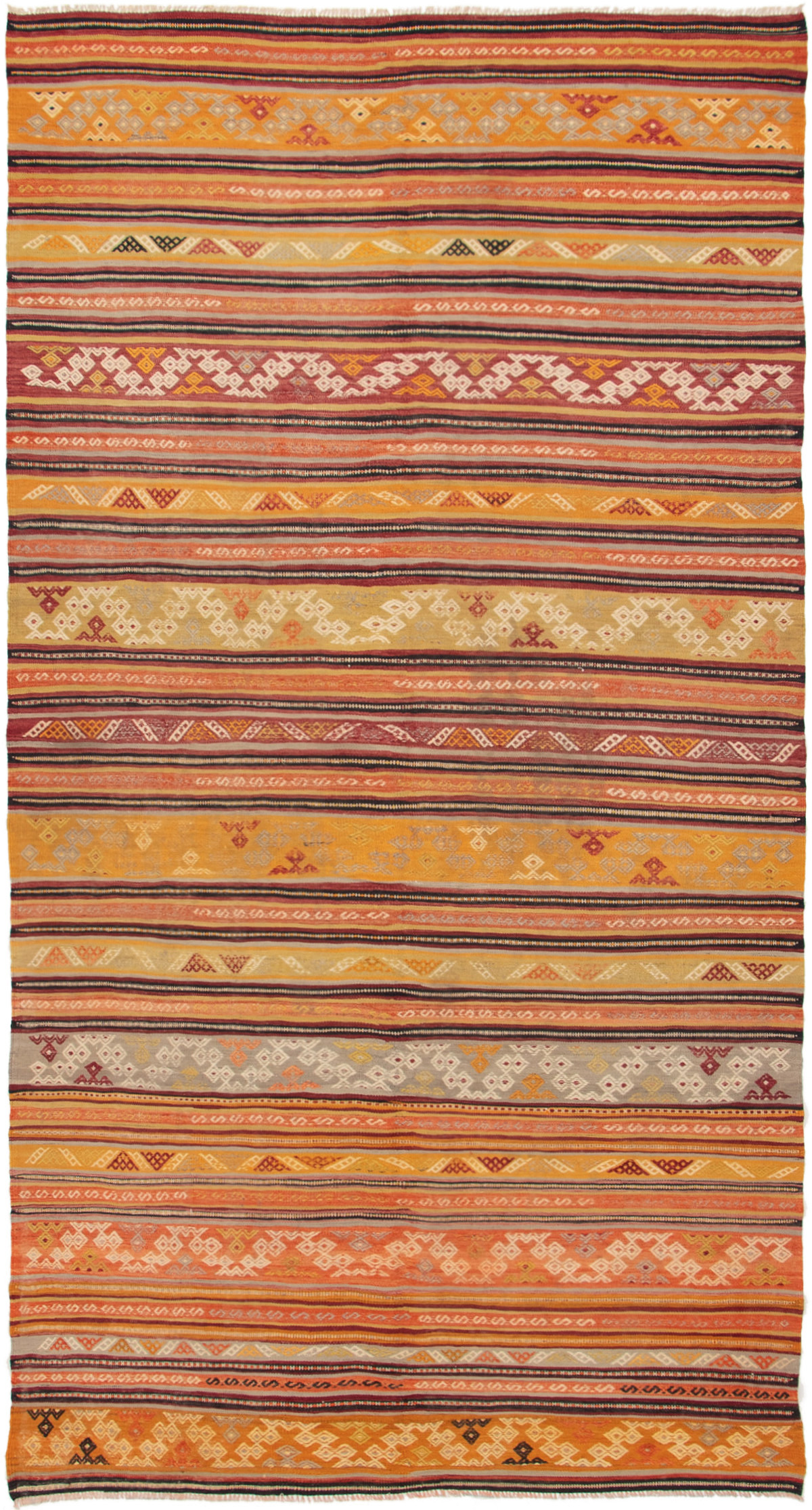 Hand woven Kashkoli FW Copper Wool Kilim 5'7" x 10'8" Size: 5'7" x 10'8"  