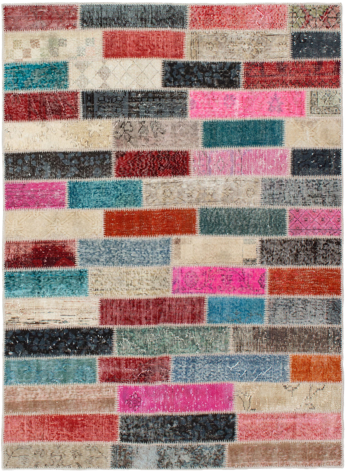 Hand-knotted Color Transition Patch Dark Pink, Grey Wool Rug 4'8" x 6'5" Size: 4'8" x 6'5"  