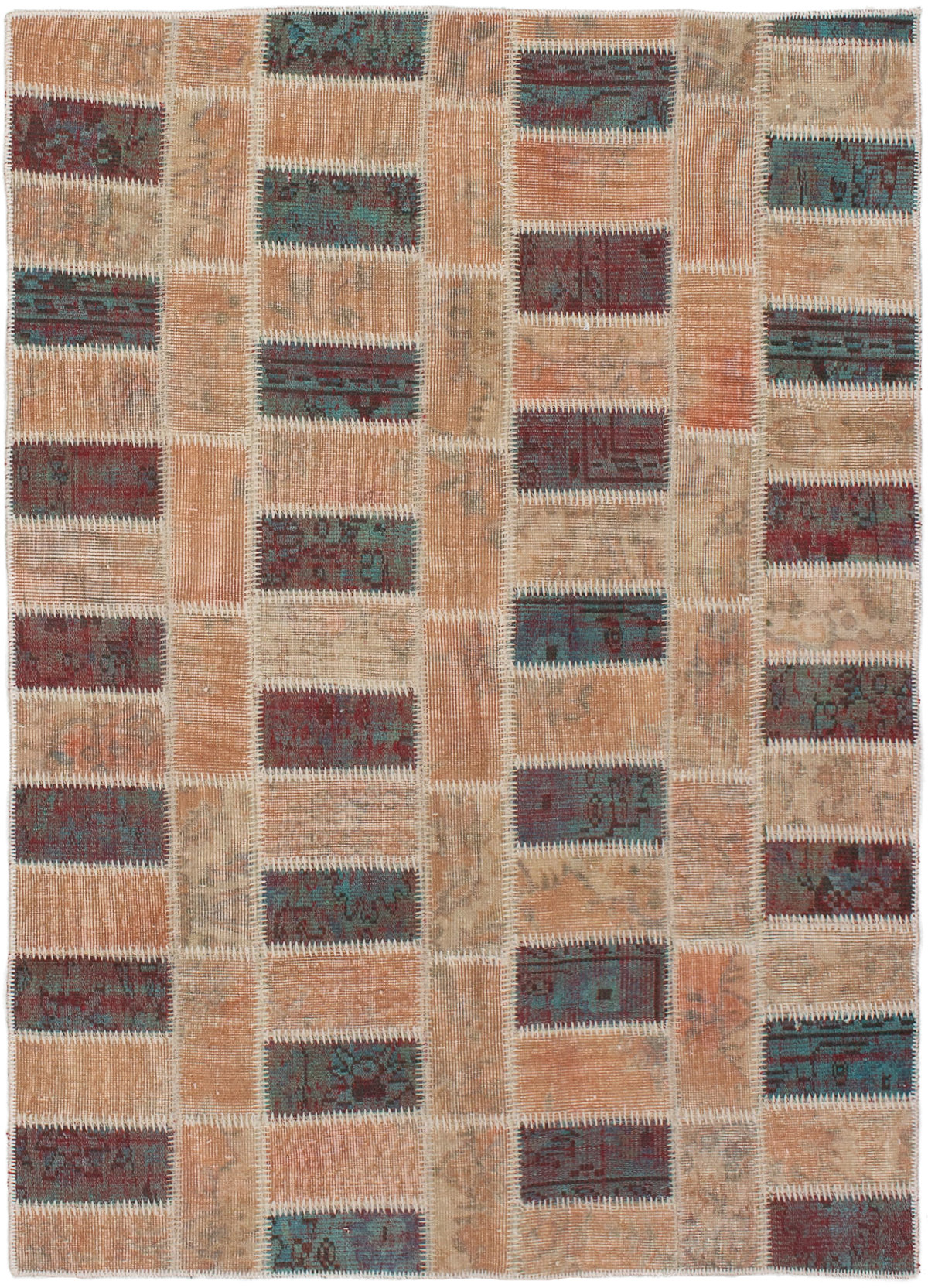 Hand-knotted Color Transition Patch Salmon Wool Rug 4'7" x 6'5" Size: 4'7" x 6'5"  