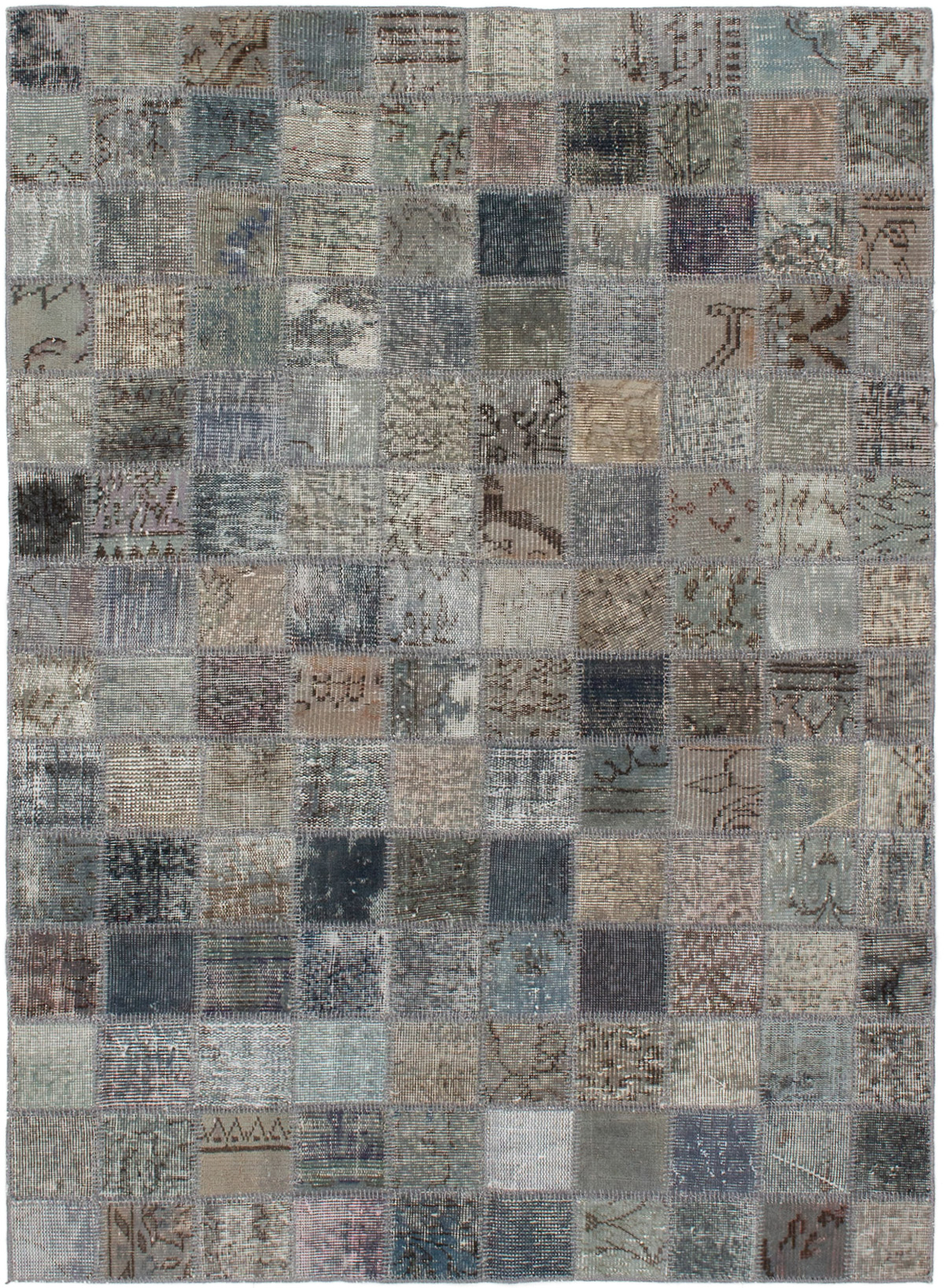 Hand-knotted Color Transition Patch Grey Wool Rug 4'9" x 6'6"  Size: 4'9" x 6'6"  