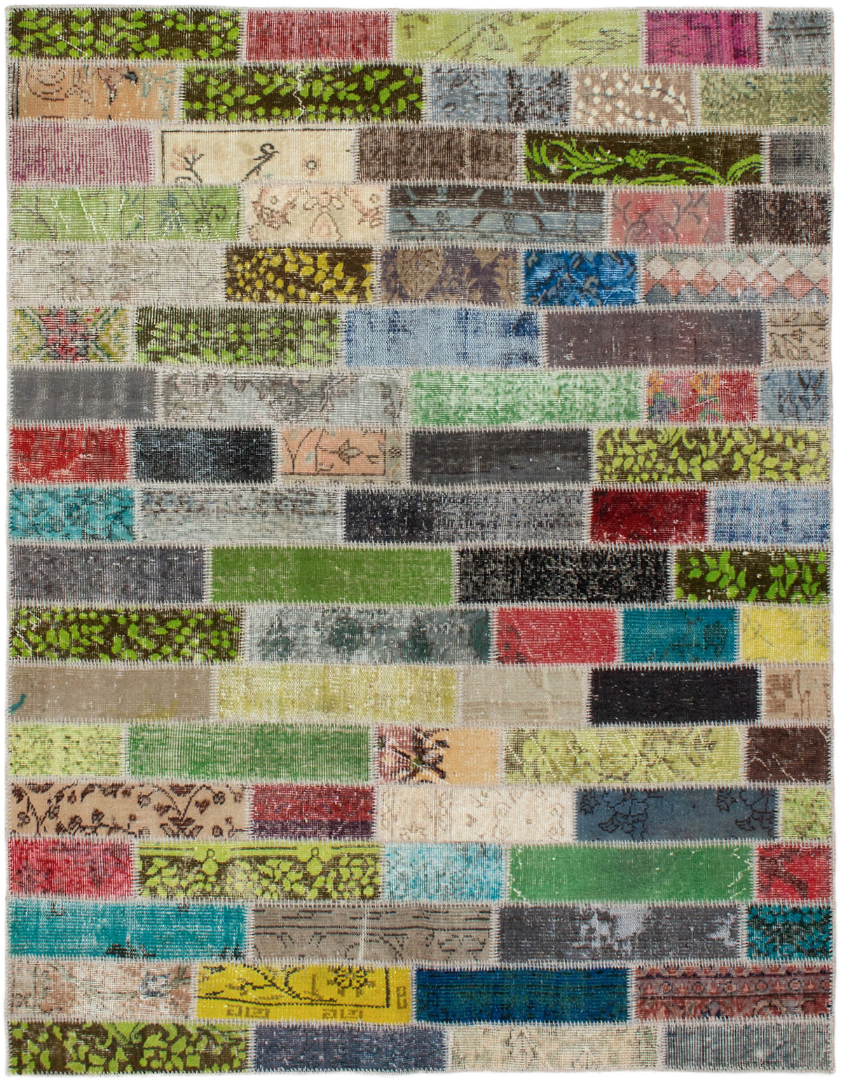 Hand-knotted Color Transition Patch Grey, Olive Wool Rug 5'6" x 7'2" Size: 5'6" x 7'2"  