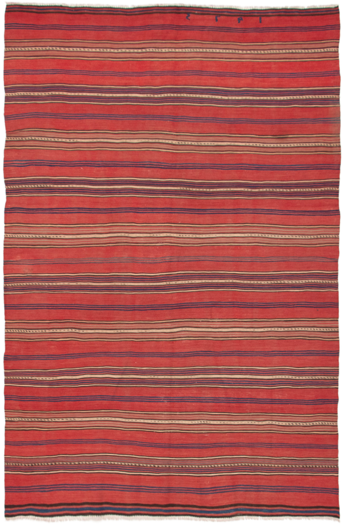 Hand woven Bohemian Dark Red Wool Kilim 5'3" x 8'1" Size: 5'3" x 8'1"  