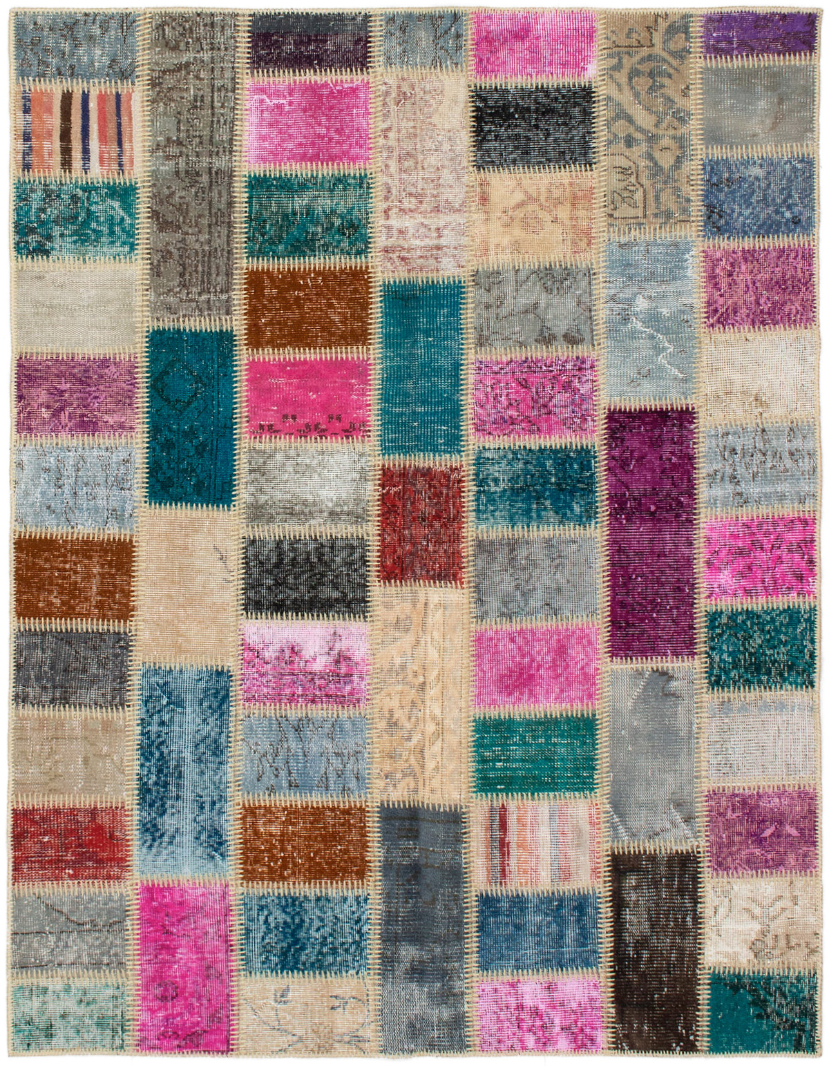 Hand-knotted Color Transition Patch Dark Pink, Grey Wool Rug 5'2" x 6'8" Size: 5'2" x 6'8"  