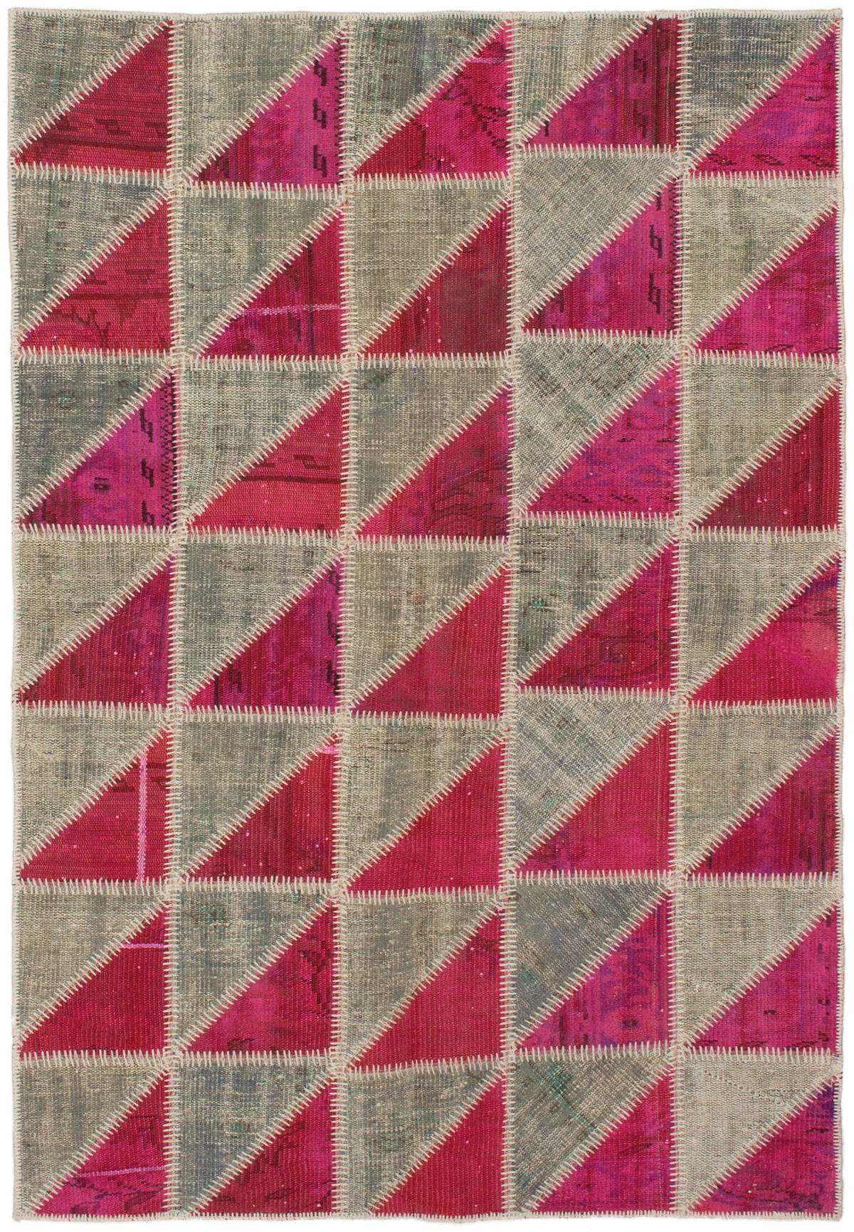 Hand-knotted Color Transition Patch Dark Pink, Light Grey Wool Rug 4'8" x 6'11" Size: 4'8" x 6'11"  