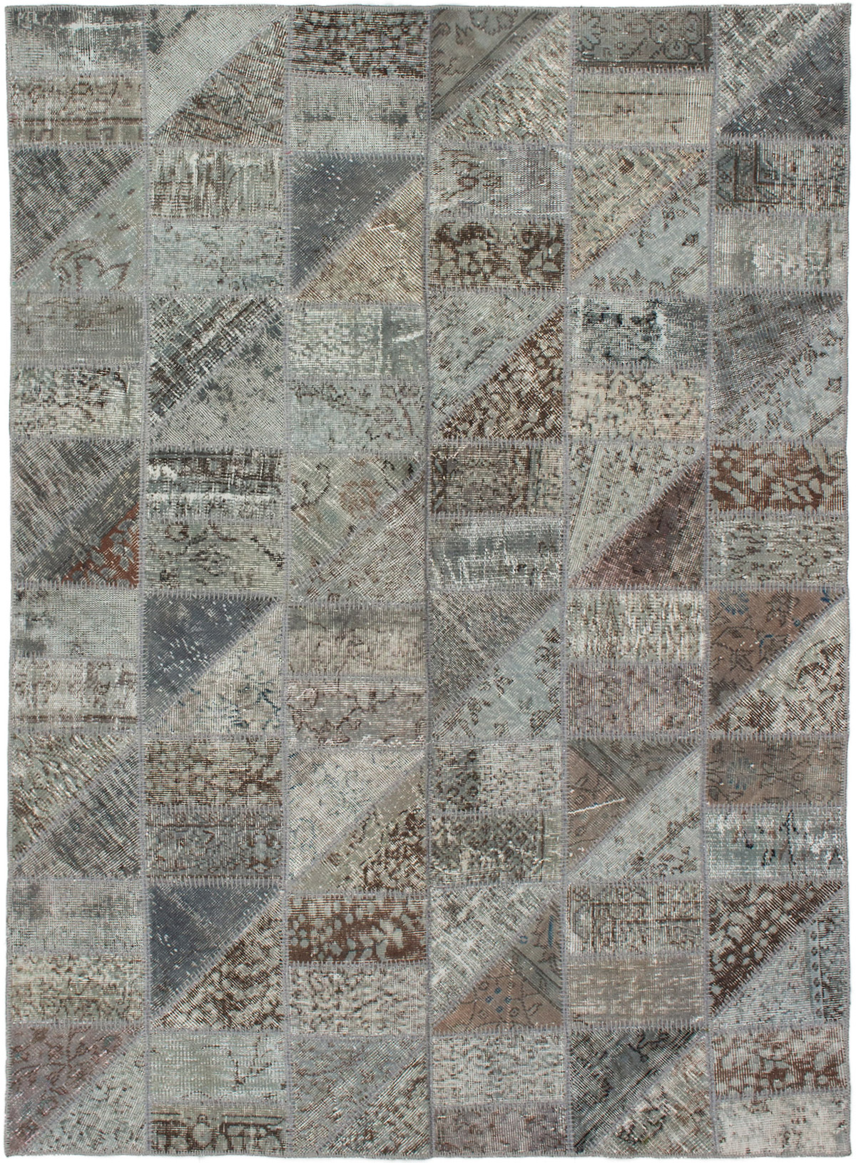 Hand-knotted Color Transition Patch Grey Wool Rug 5'7" x 7'9"  Size: 5'7" x 7'9"  