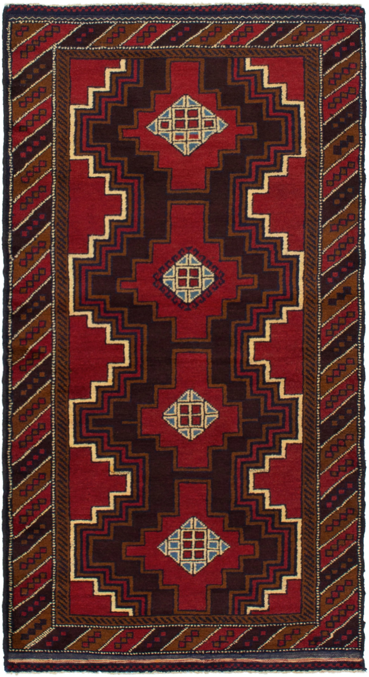 Hand-knotted Teimani Dark Copper Wool Rug 3'2" x 6'3" Size: 3'2" x 6'3"  