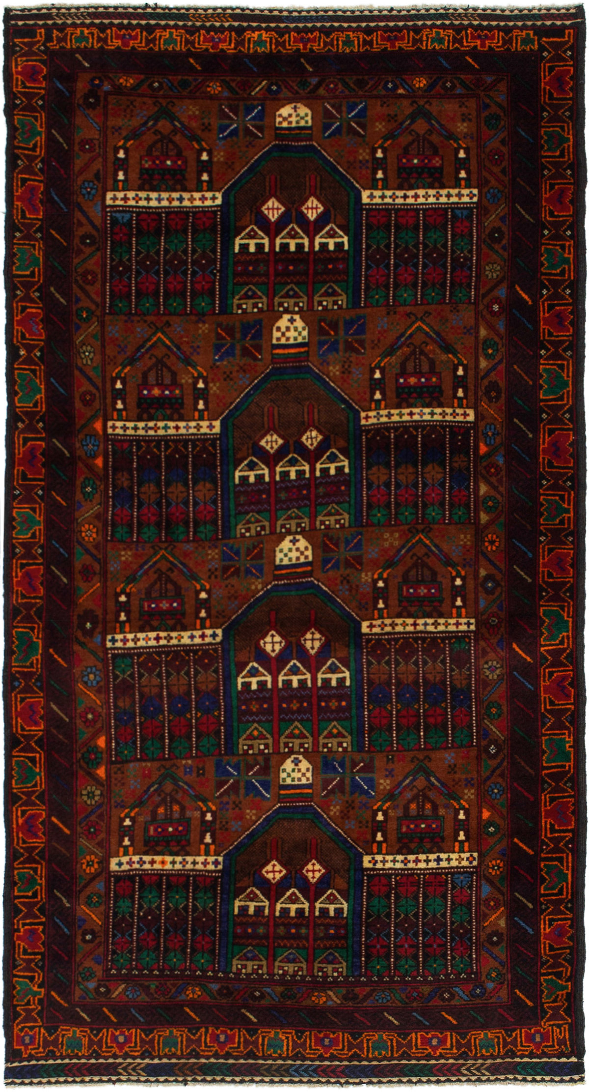 Hand-knotted Rizbaft Brown Wool Rug 3'2" x 6'5" Size: 3'2" x 6'5"  