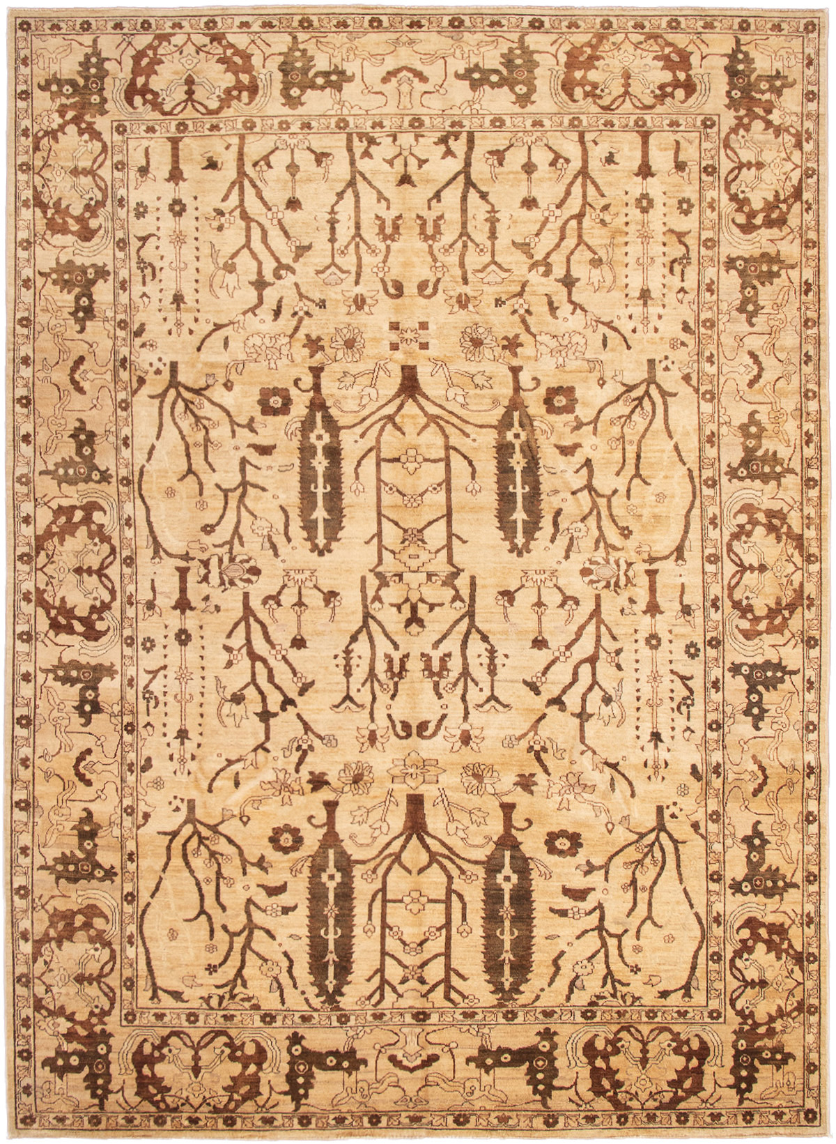 Hand-knotted Chobi Finest Beige Wool Rug 9'7" x 13'3" Size: 9'7" x 13'3"  